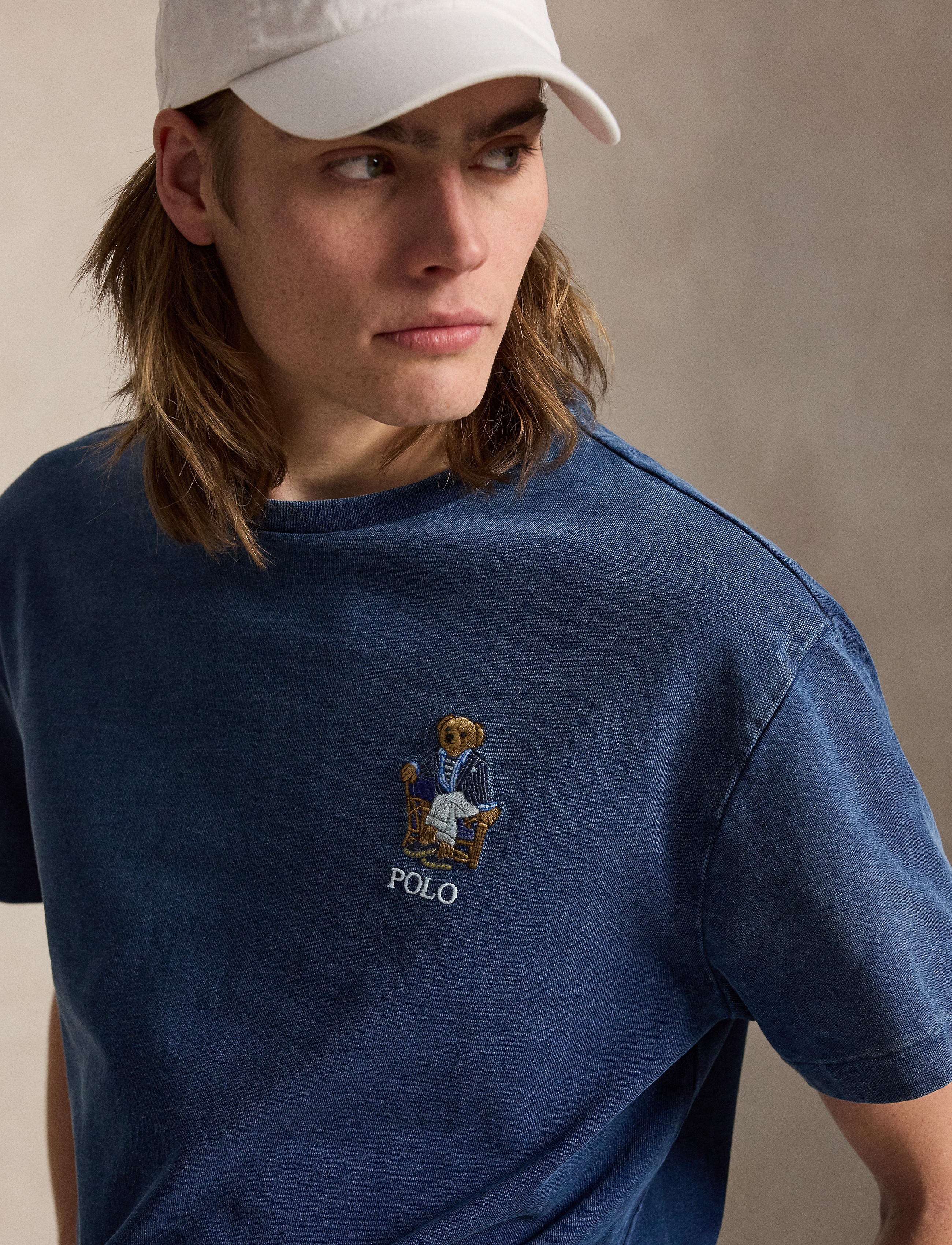Men's Polo Ralph Lauren Classic Fit Polo Bear Indigo T-Shirt Newport Bear