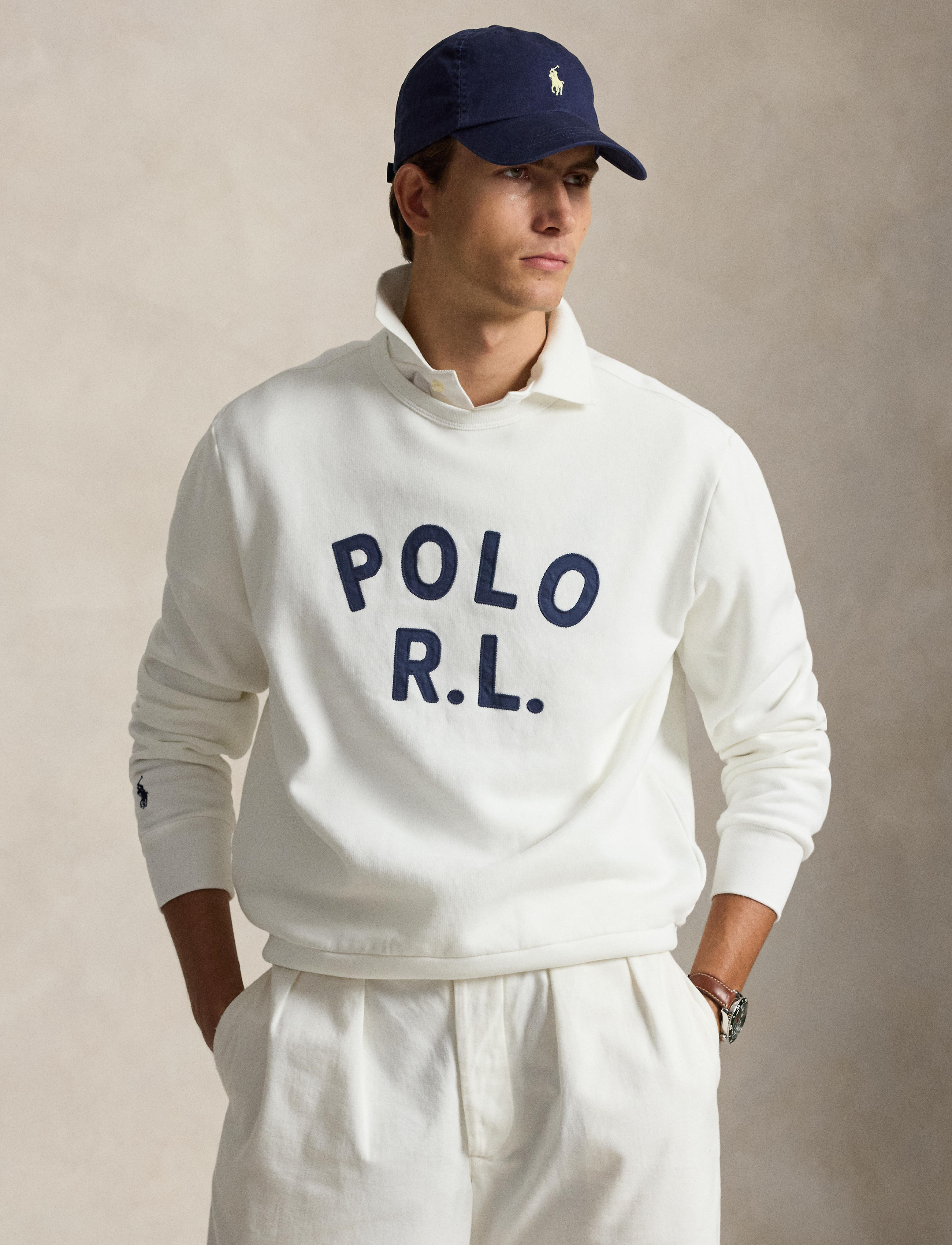 Men's Polo Ralph Lauren Logo Fleece Sweatshirt White
