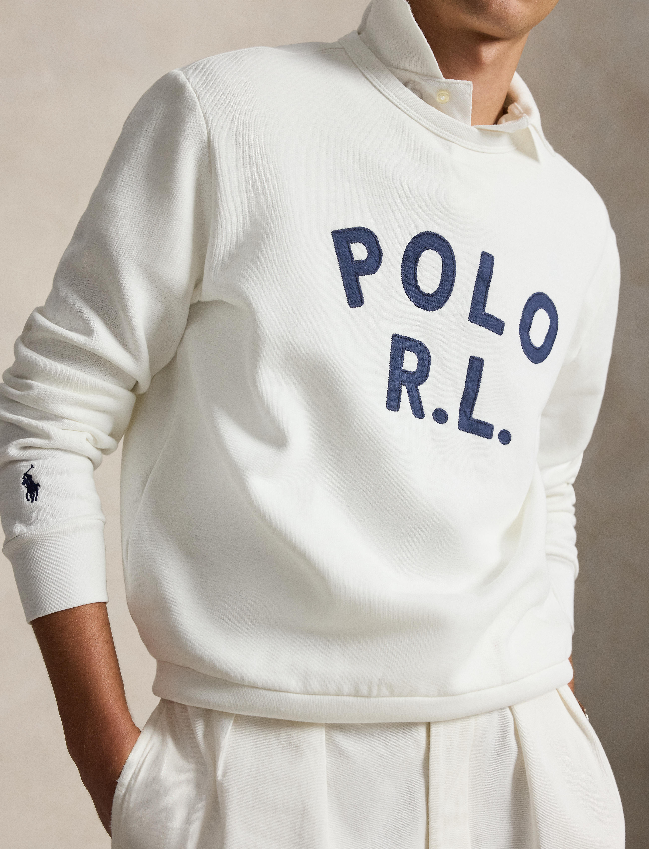 Men's Polo Ralph Lauren Logo Fleece Sweatshirt White