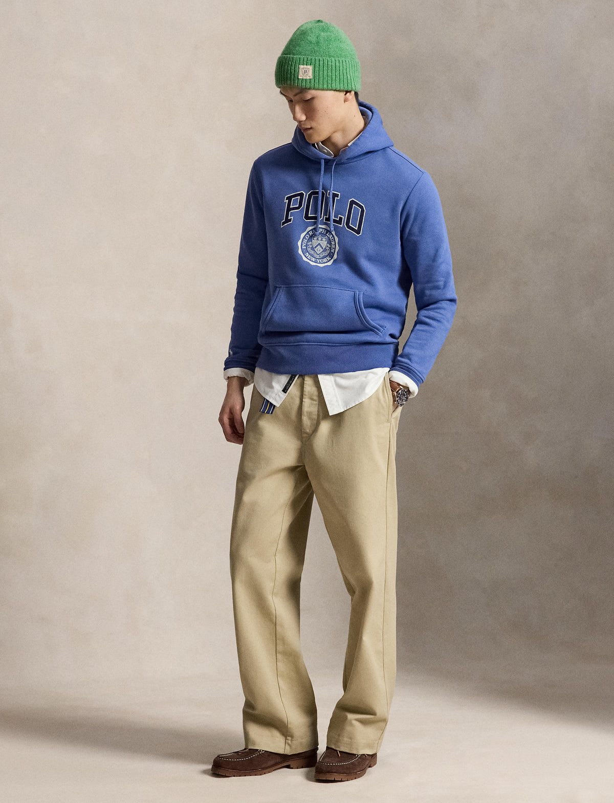 Men's Polo Ralph Lauren Logo Fleece Hoodie Bastille Blue