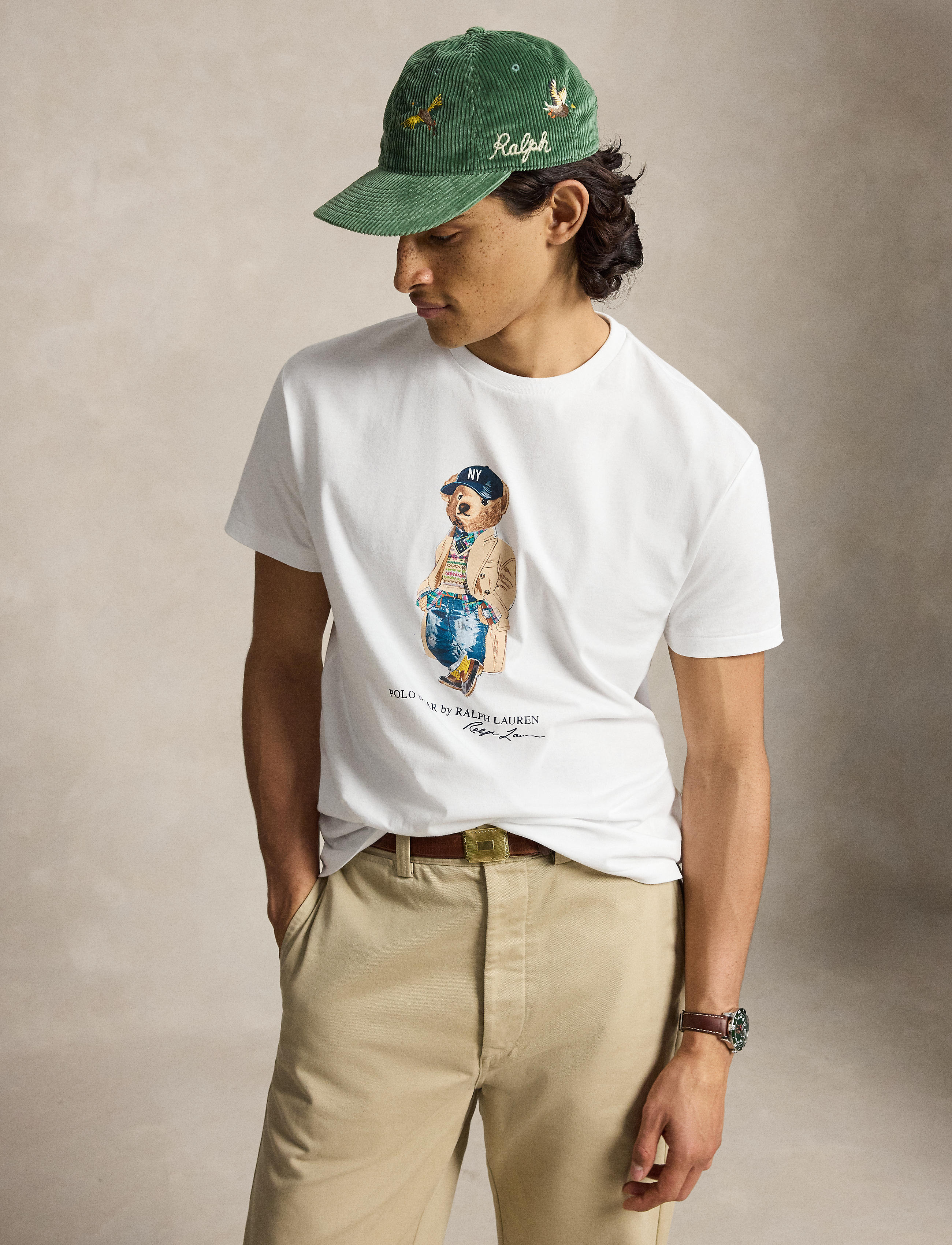 Men's Polo Ralph Lauren Classic Fit Polo Bear Jersey T-Shirt White