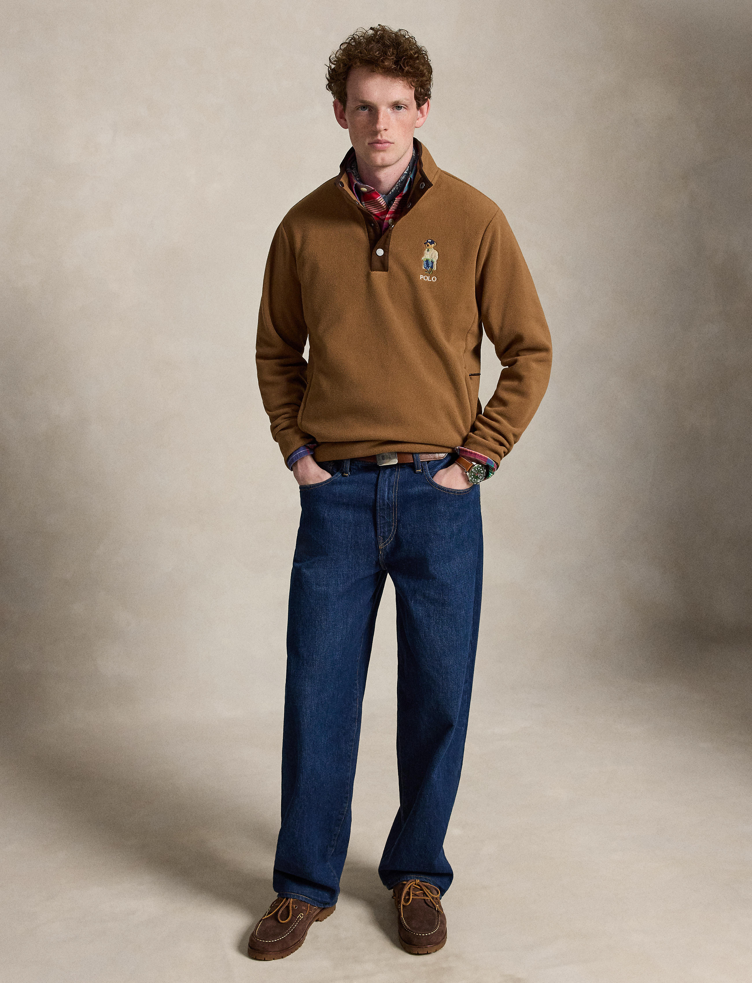 Men's Polo Ralph Lauren Bear Fleece Pullover Nutmeg Brown