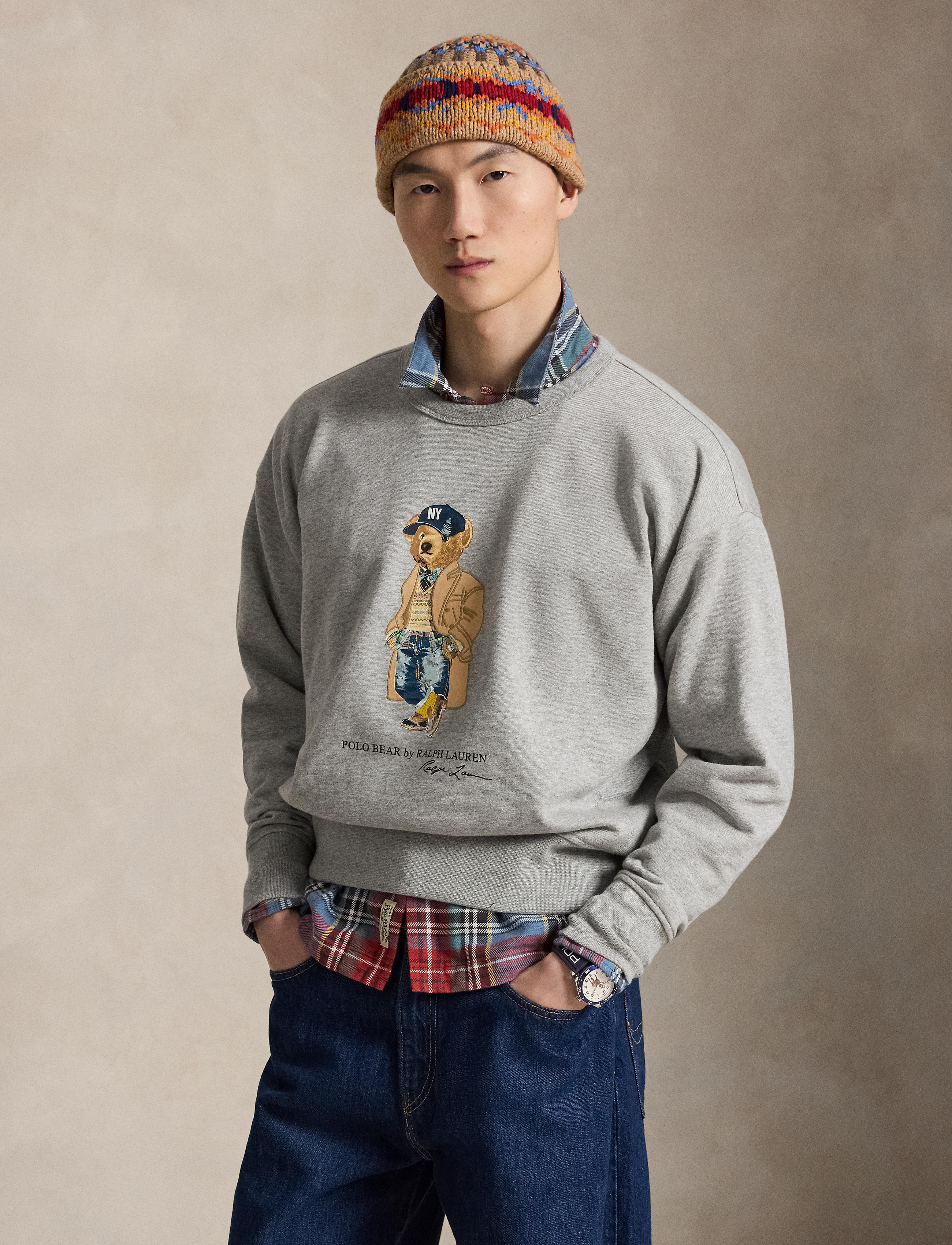 Men's Polo Ralph Lauren Bear Fleece Sweatshirt Heather Grey