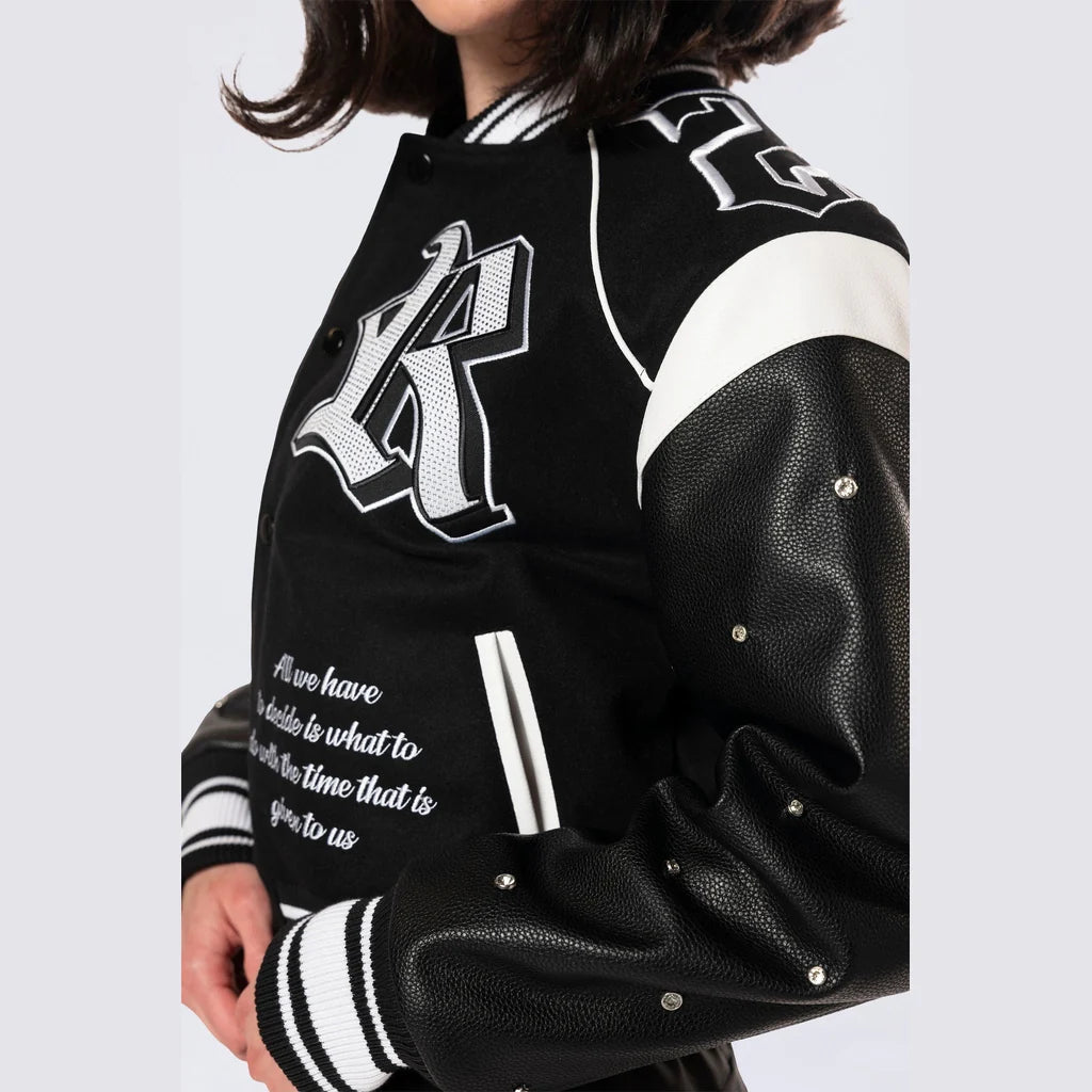 Women's Smoke Rise Rhinestone Varsity Jacket Black