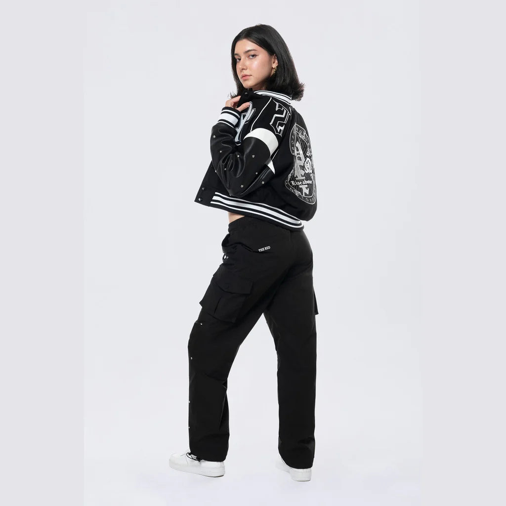 Women's Smoke Rise Rhinestone Varsity Jacket Black