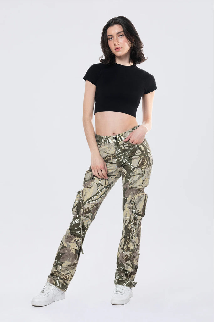 Women's Smoke Rise Utility Cargo Pants Olive Hunting Camo