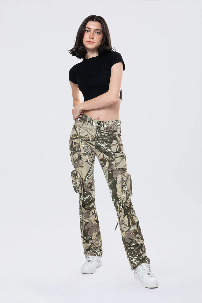 Women's Smoke Rise Utility Cargo Pants Olive Hunting Camo