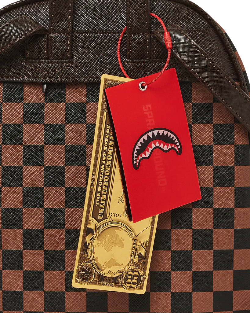 Sprayground Exterior Gold Zip Pocket Sharks in Paris Savage Backpack