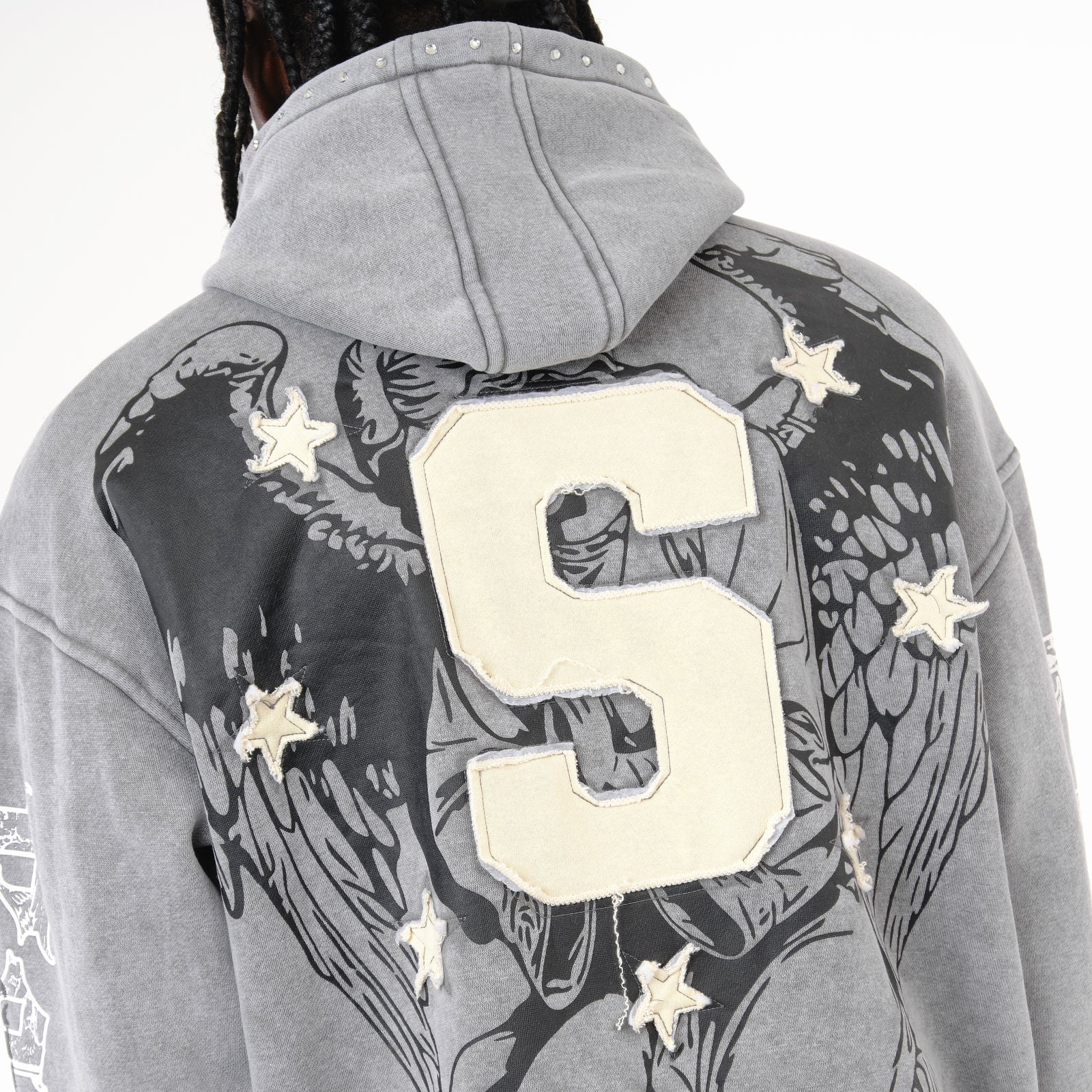 Men's Copper Saint Hoodie Rhinestones Gray