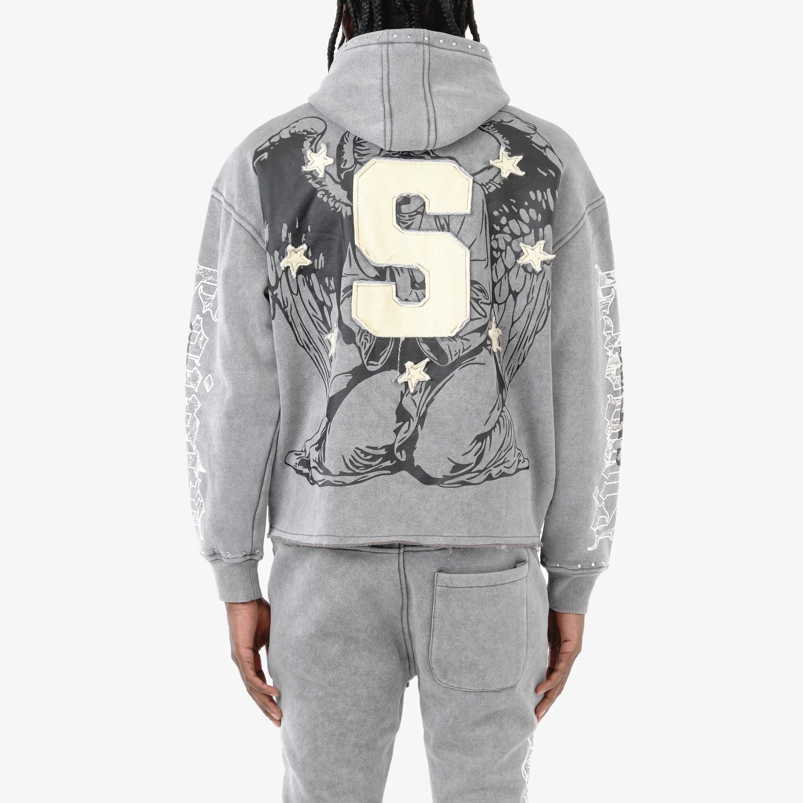 Men's Copper Saint Hoodie Rhinestones Gray