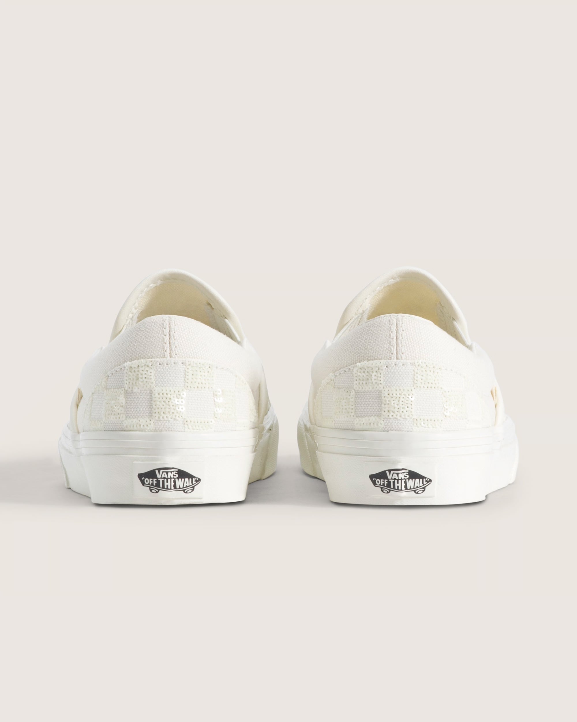 Unisex Vans Classic Slip-On Checkerboard Shoes Sequin White