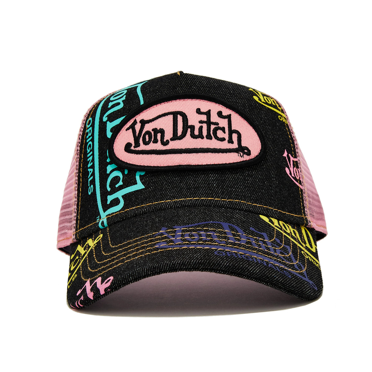 Von Dutch Tagged Trucker Hat Black Pink | Chicago City Sports
