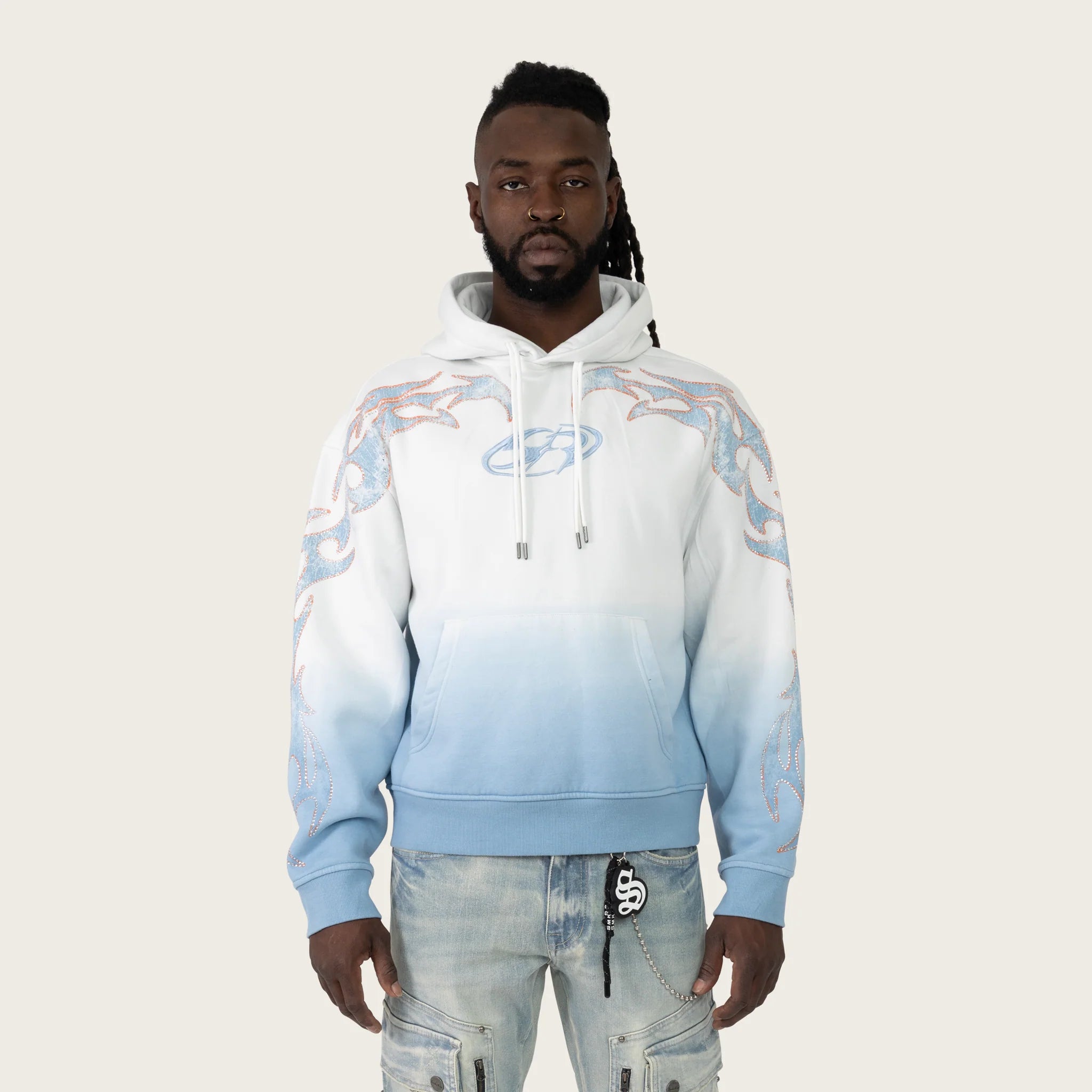 Men's Smoke Rise Oversized Scorpion Hoodie Chalk