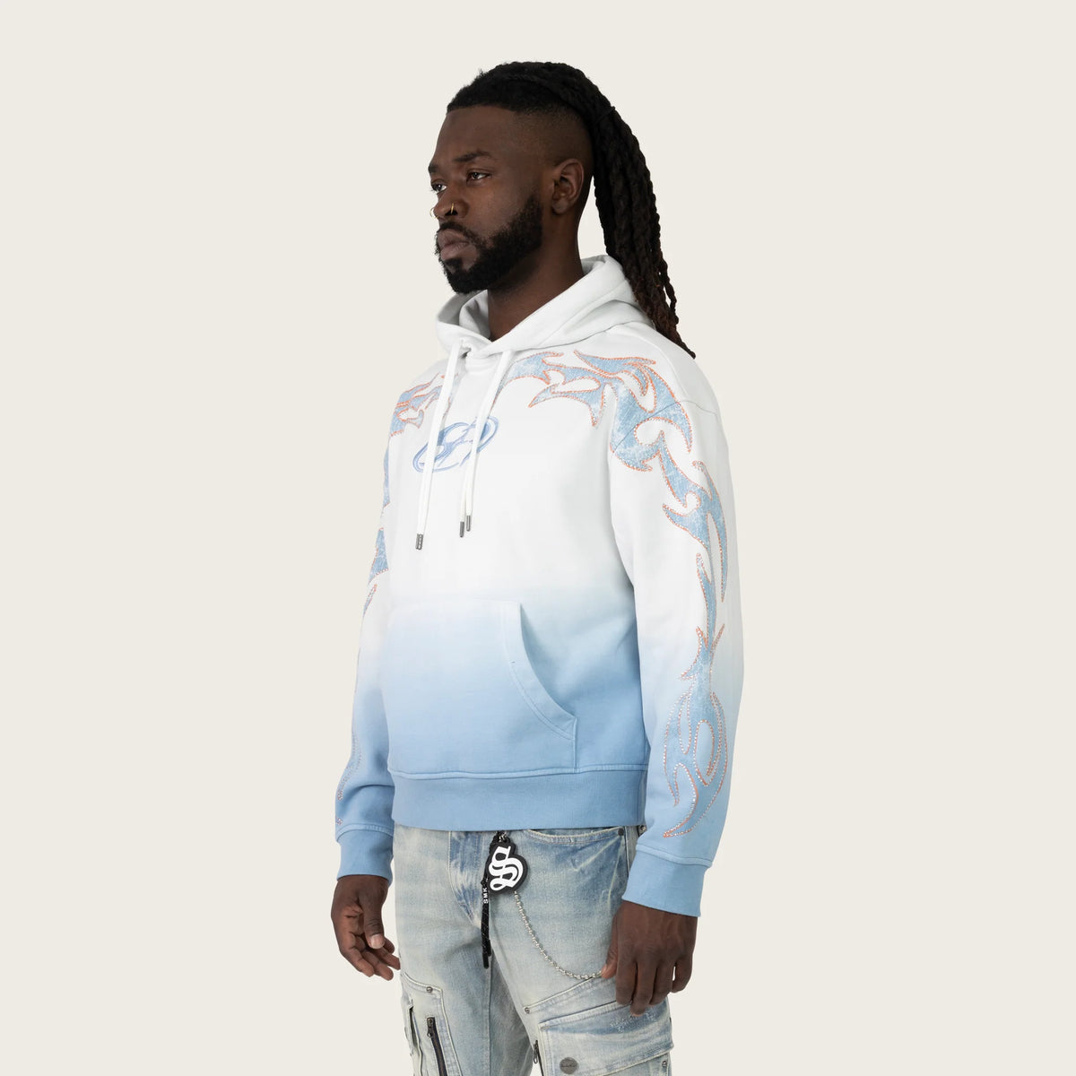 Men's Smoke Rise Oversized Scorpion Hoodie Chalk