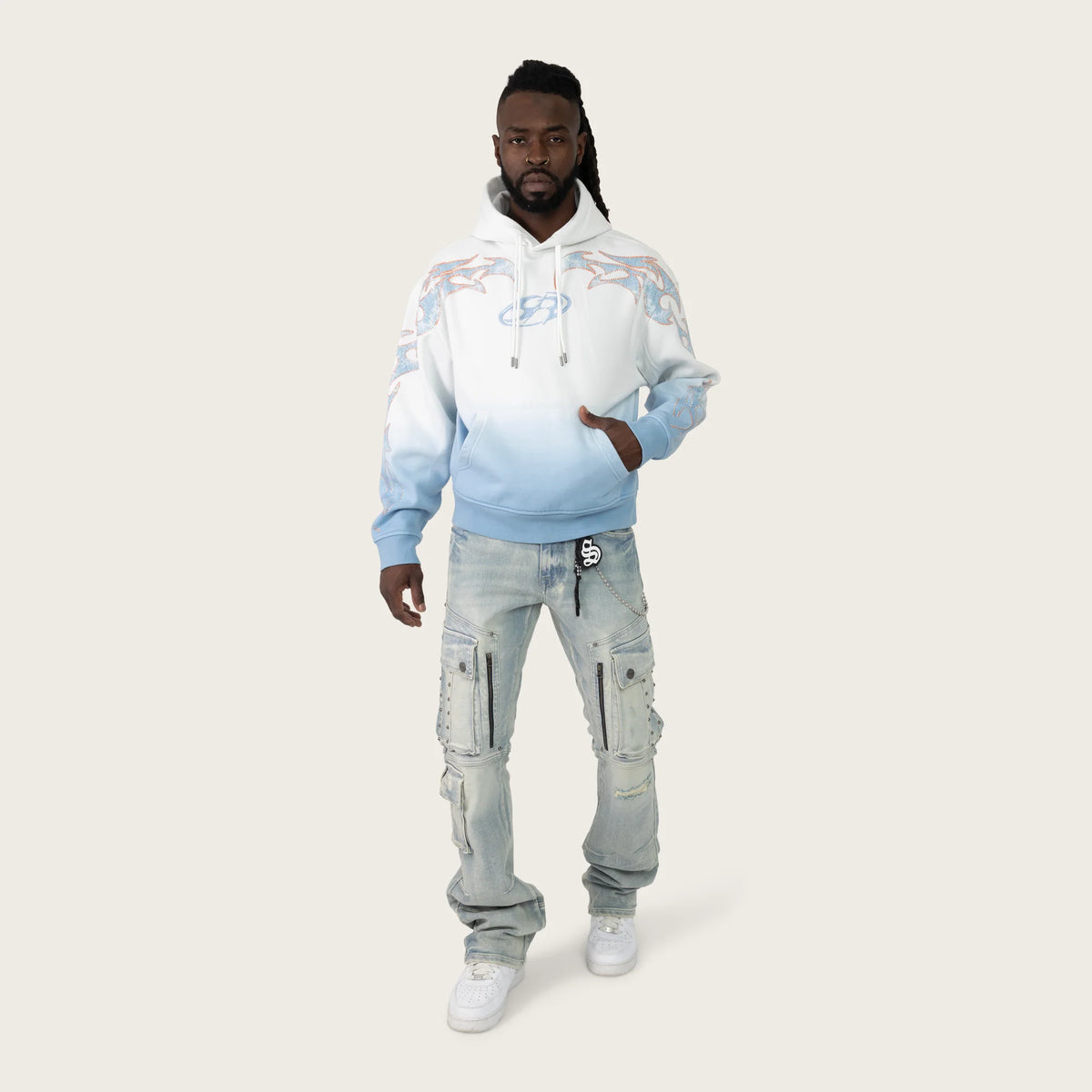 Men's Smoke Rise Oversized Scorpion Hoodie Chalk
