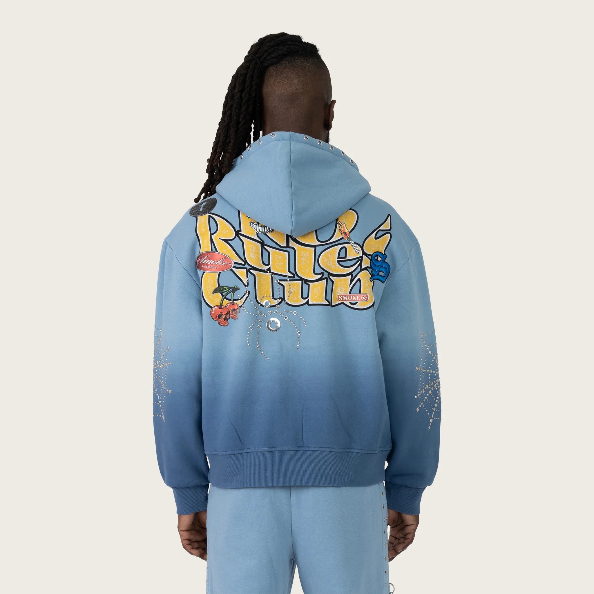 Men's Smoke Rise Oversized No Rules Fleece Full Zip Hoodie Dusk Blue