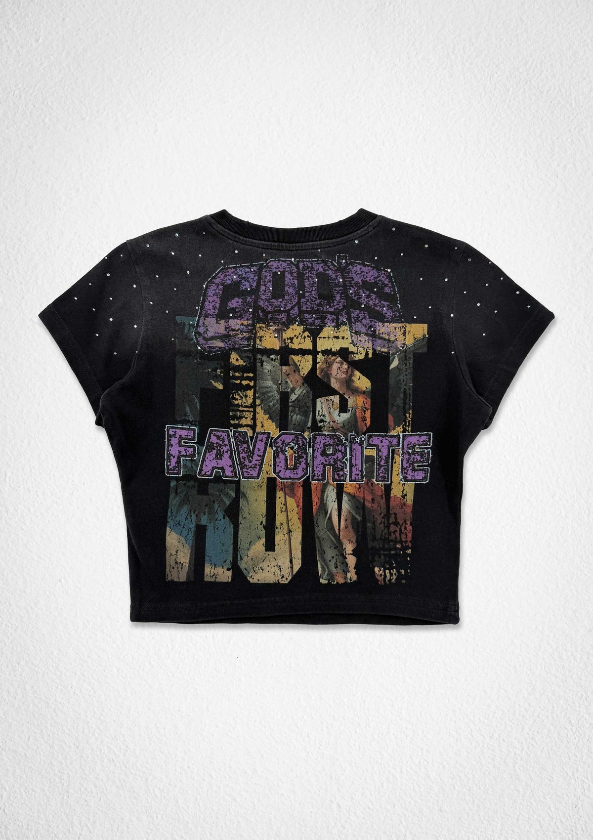 Women's First Row God's Favorite Victoria Baby Tee Black