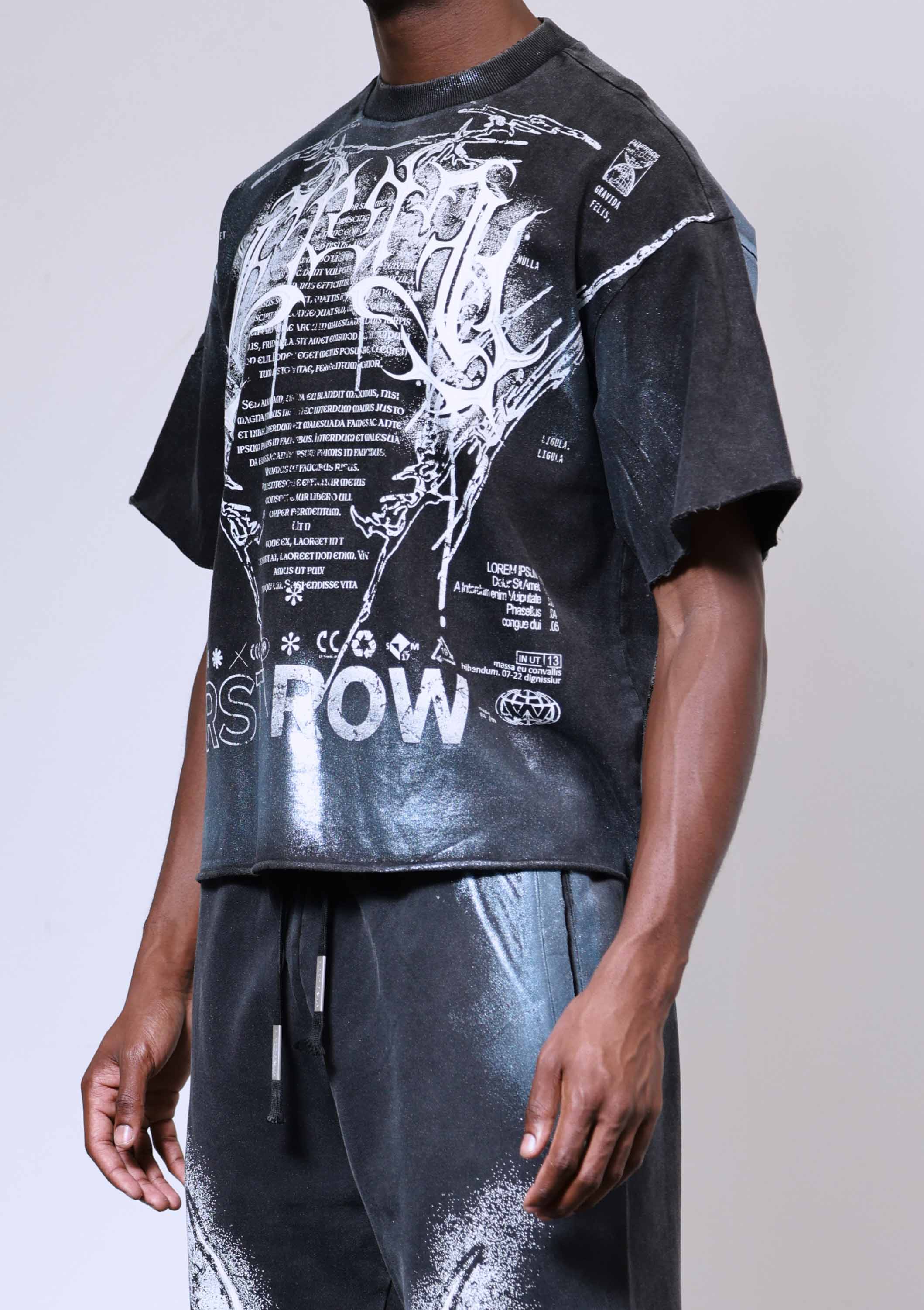 Men's First Row Y2K Tribal Crop Tee Black