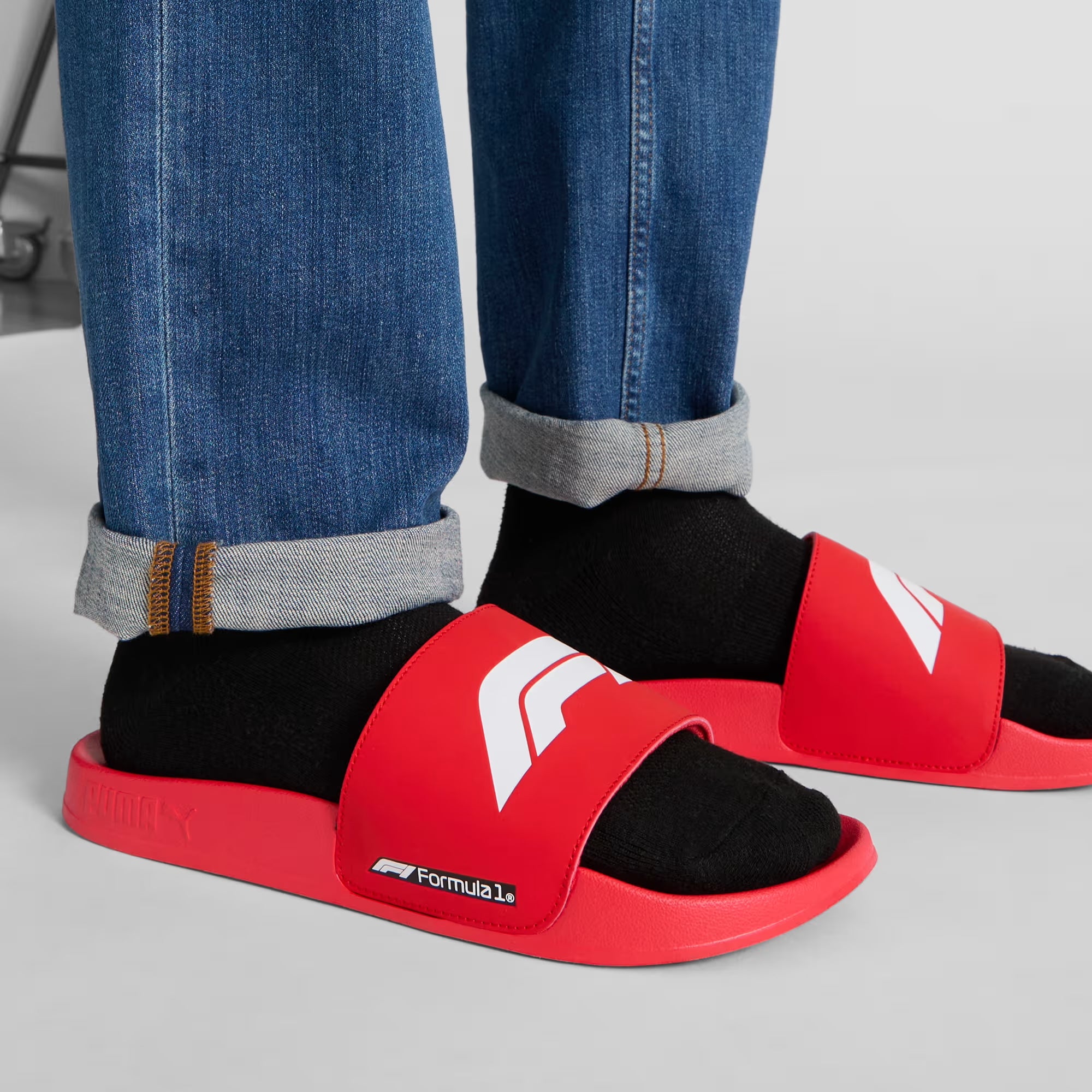 Men's PUMA Formula 1® Leadcat 2.0 Logo Slides Pop Red / PUMA White