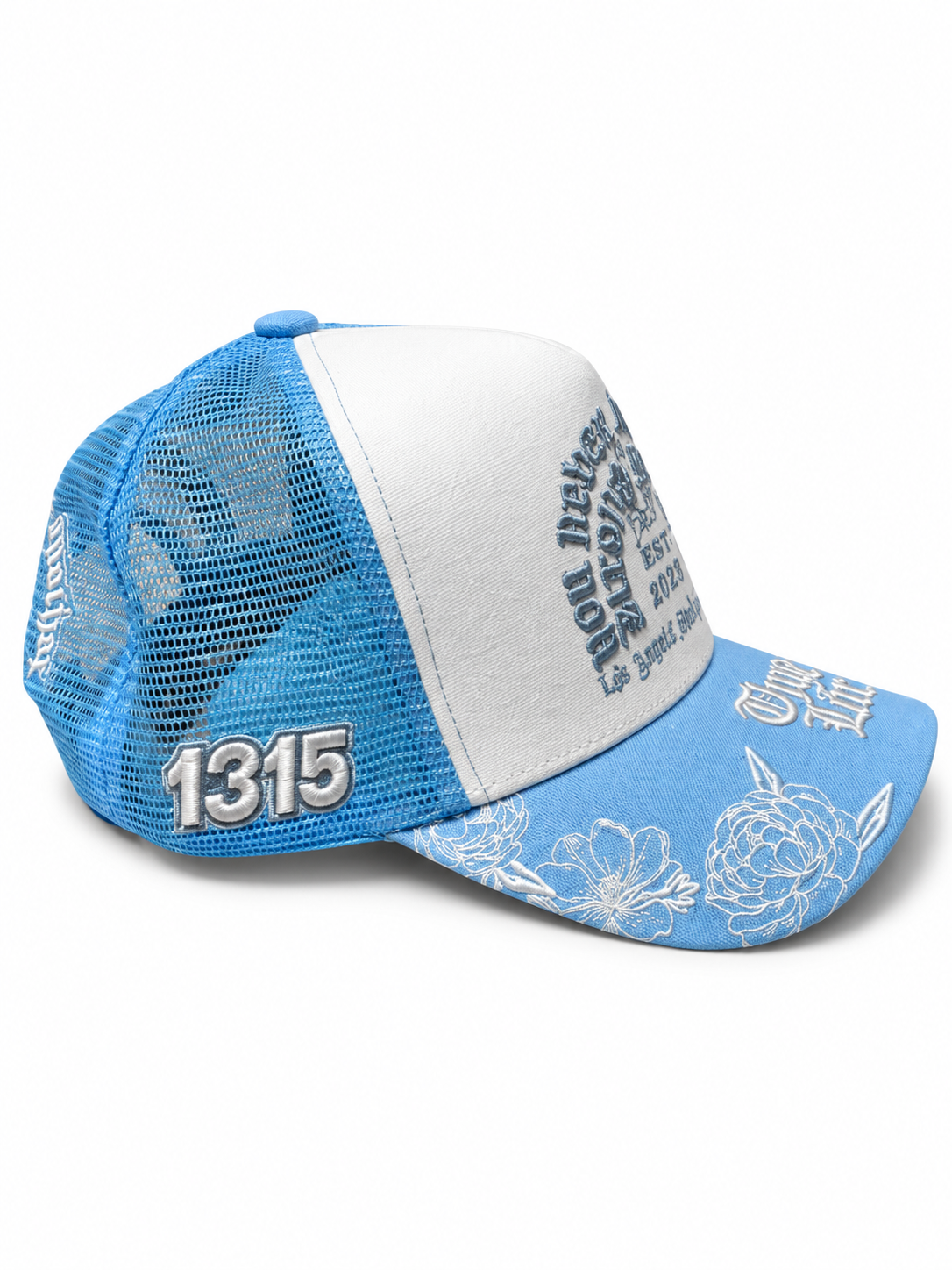 Unisex Gold Star Thug Life Trucker Hat Blue