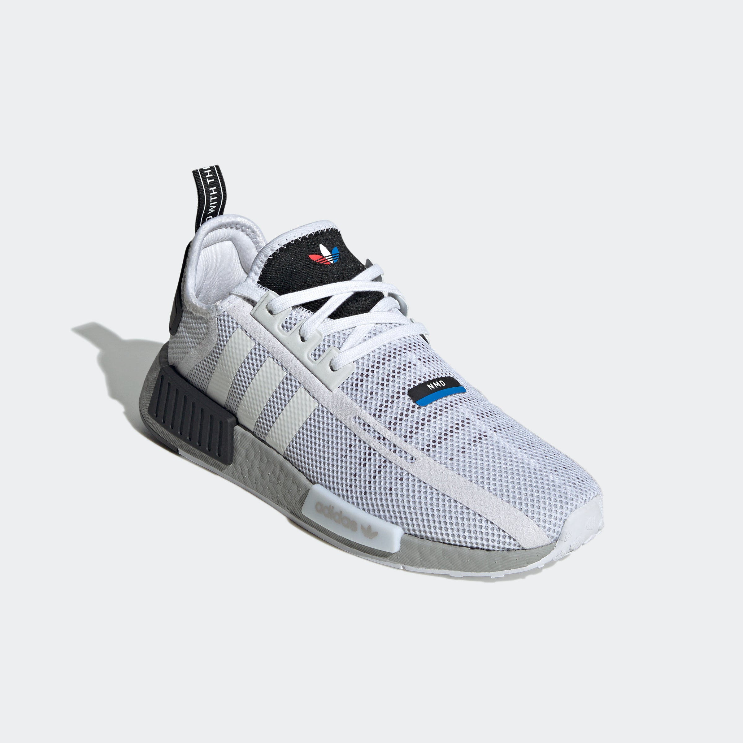 Adidas NMD_R1 Shoes - Men's - Cloud White / Cloud White / Red - 10.5