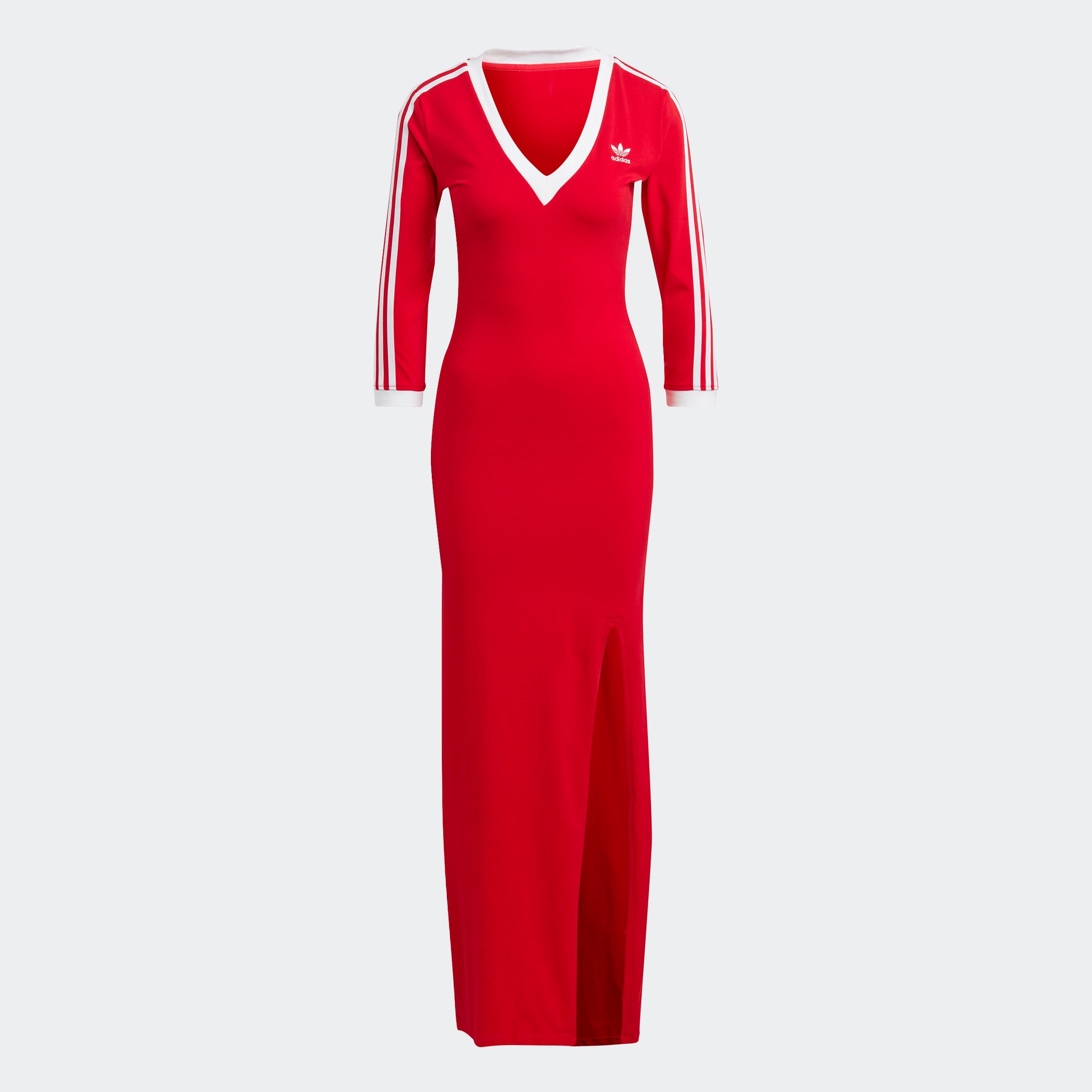 Adidas 3 stripe dress red sale