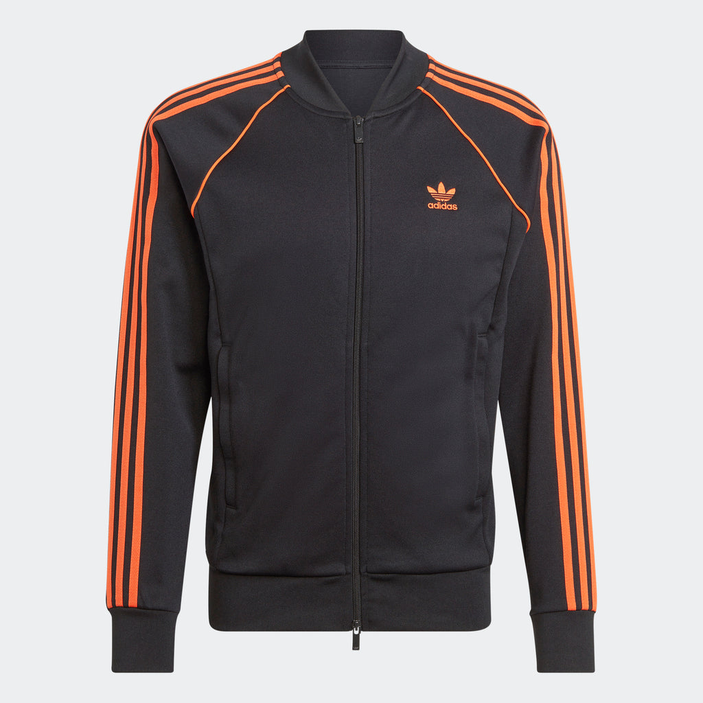 Men's adidas Originals Adicolor Classics SST Track Jacket Black Orange
