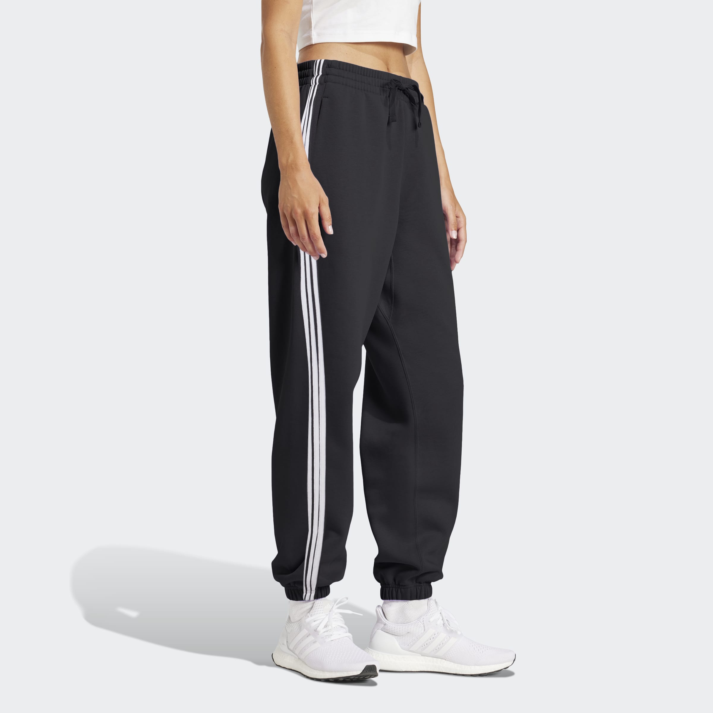 Women's adidas Sportswear Essentials 3-Stripes French Terry Cuffed Pants Black