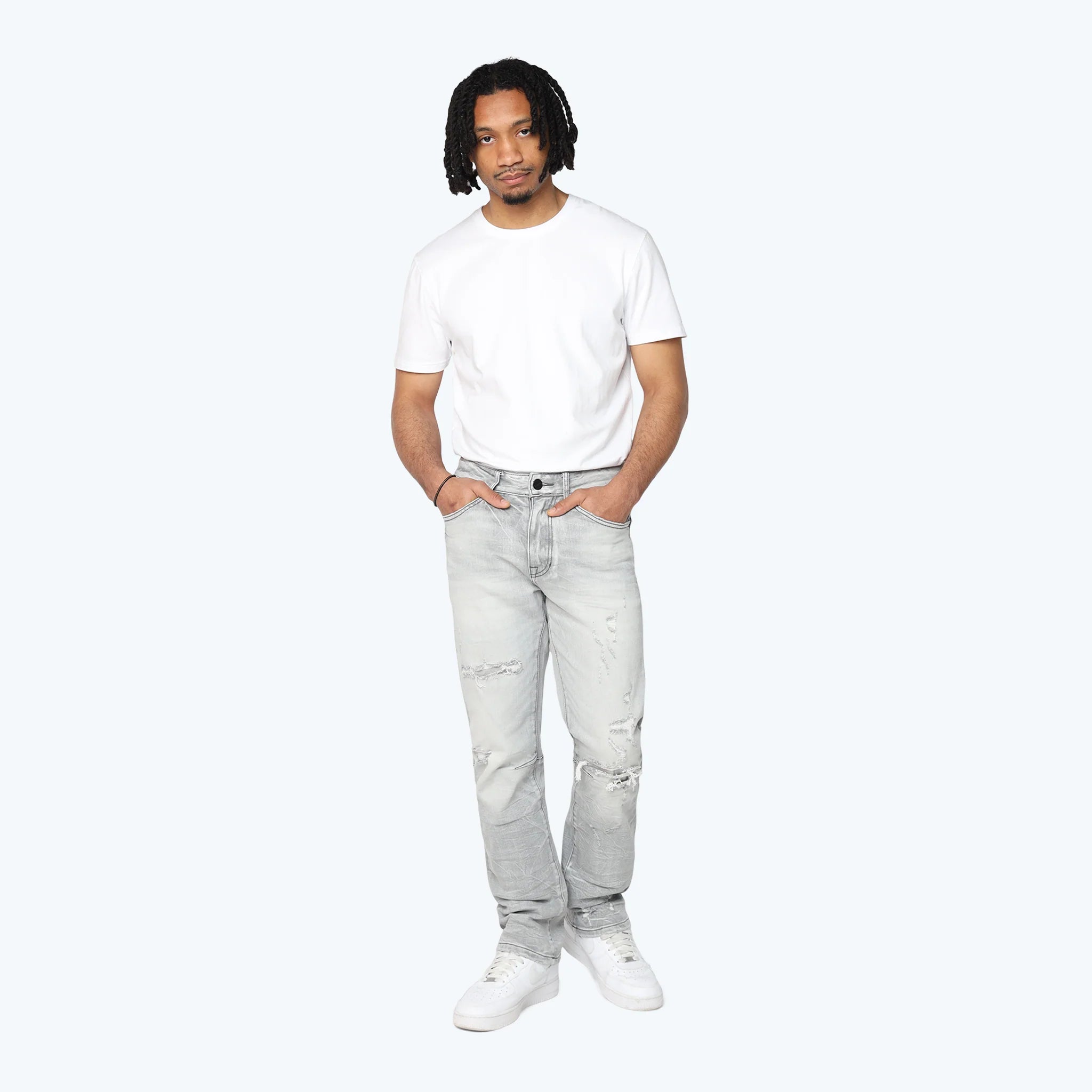 Men's Smoke Rise Straight Heavy Whisker Effect Jeans Rubio Grey