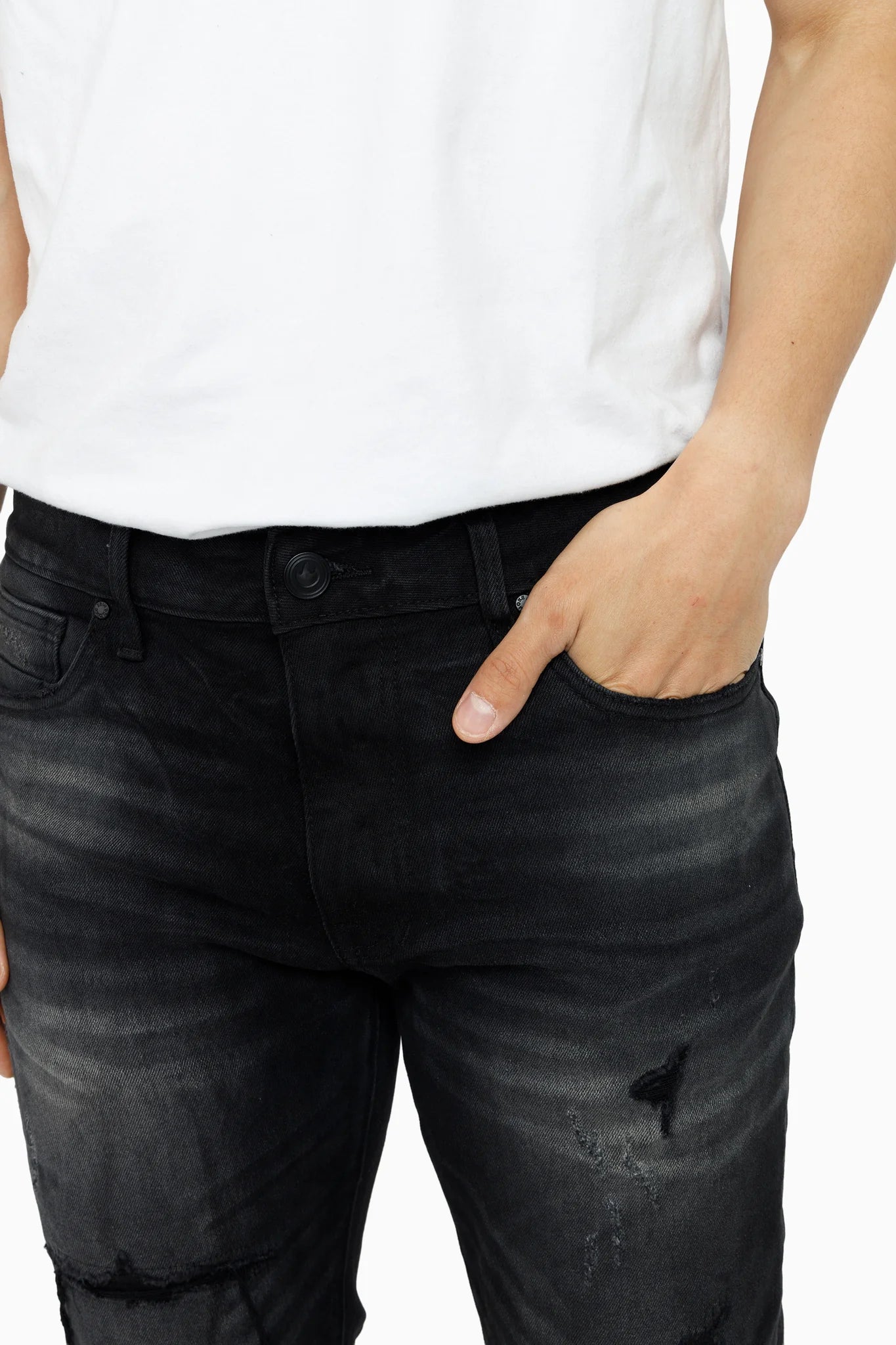Men's Smoke Rise Heavy Whisker Effect Jeans Tetra Black