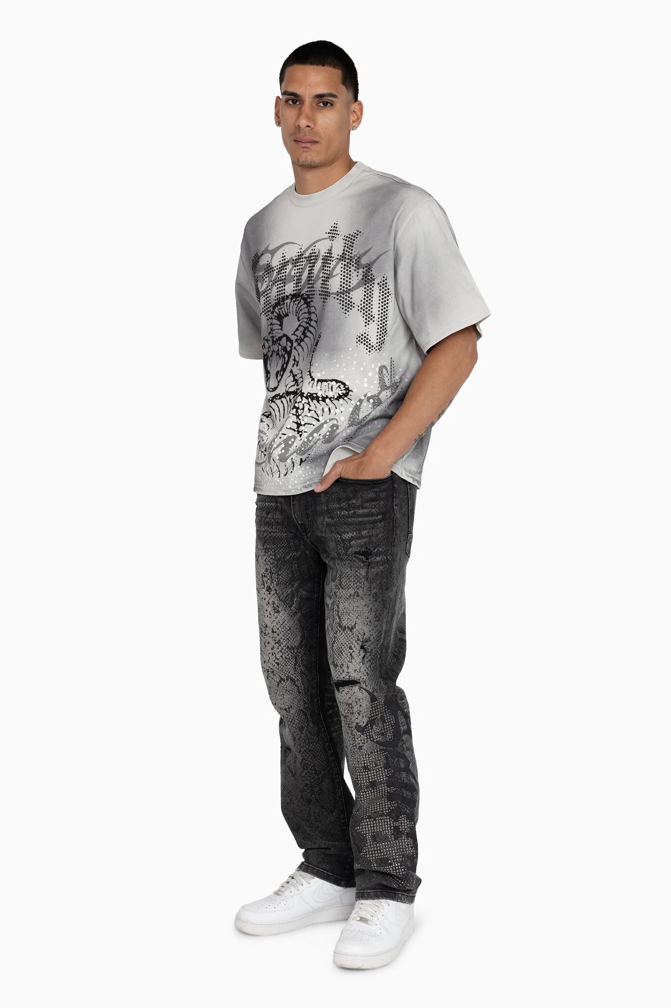 Men's Smoke Rise Sanity Python Jeans Fossil Black