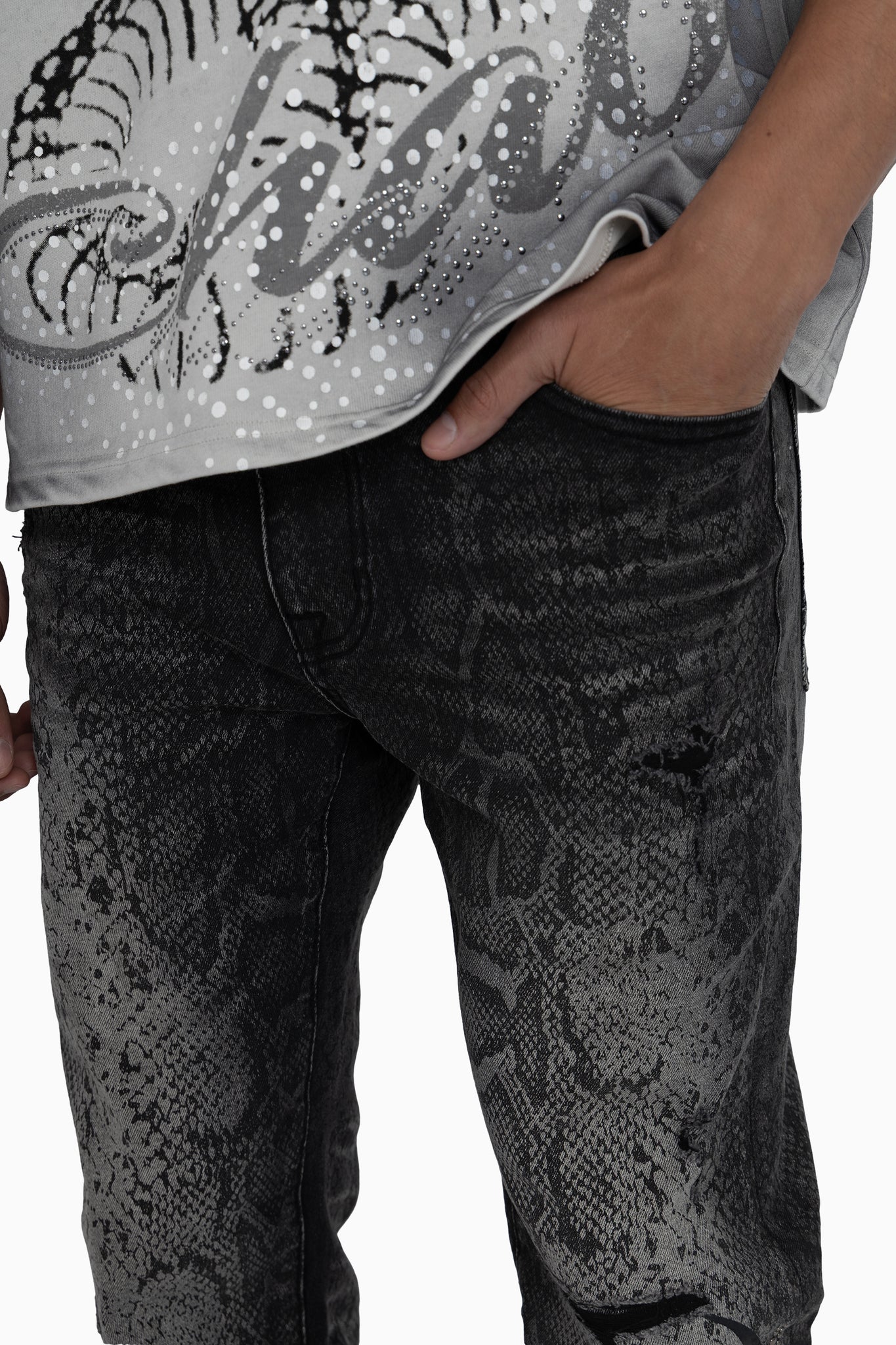 Men's Smoke Rise Sanity Python Jeans Fossil Black