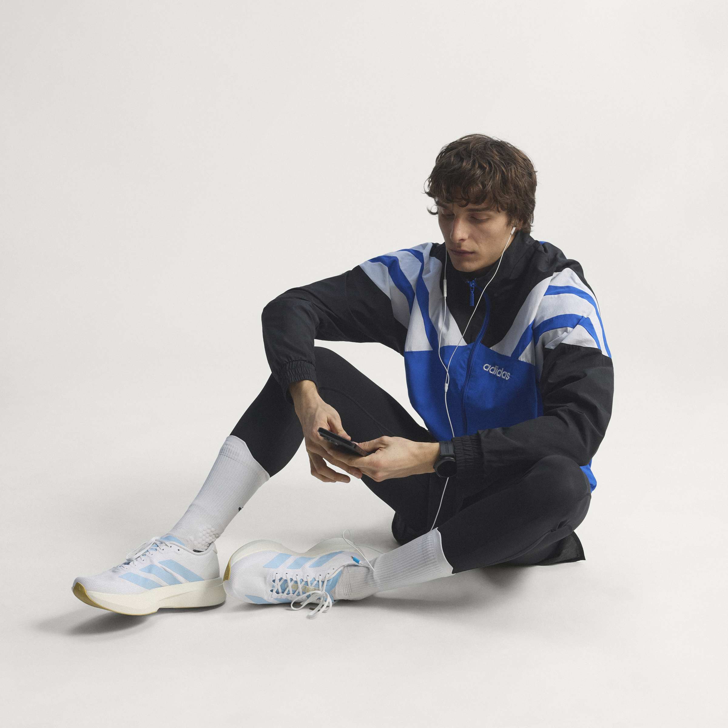 Men's adidas Running Adizero Evo SL Woven Shoes Cloud White / Clear Blue