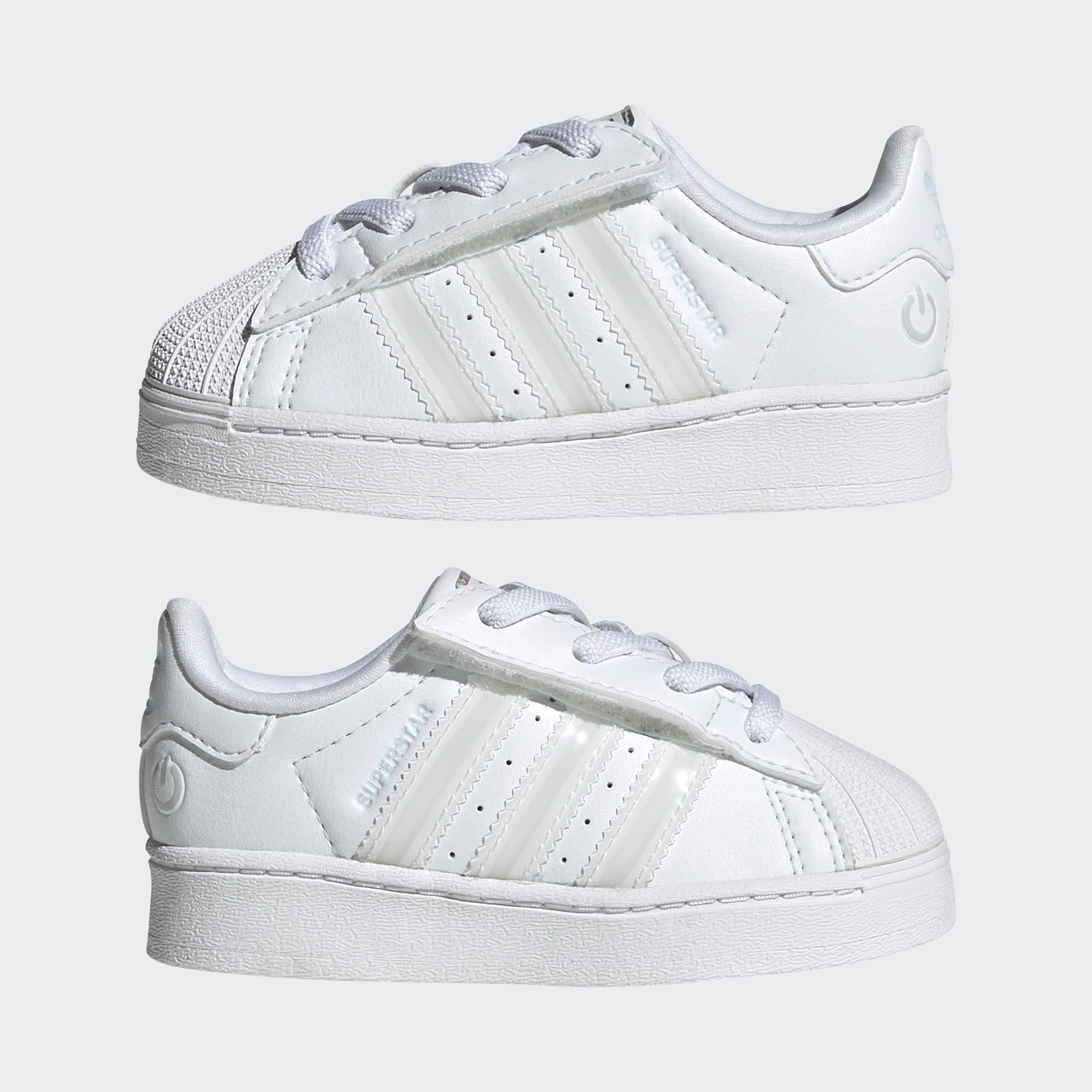 Toddlers adidas Originals Superstar LED Lights Comfort Closure Elastic Lace Shoes Cloud White