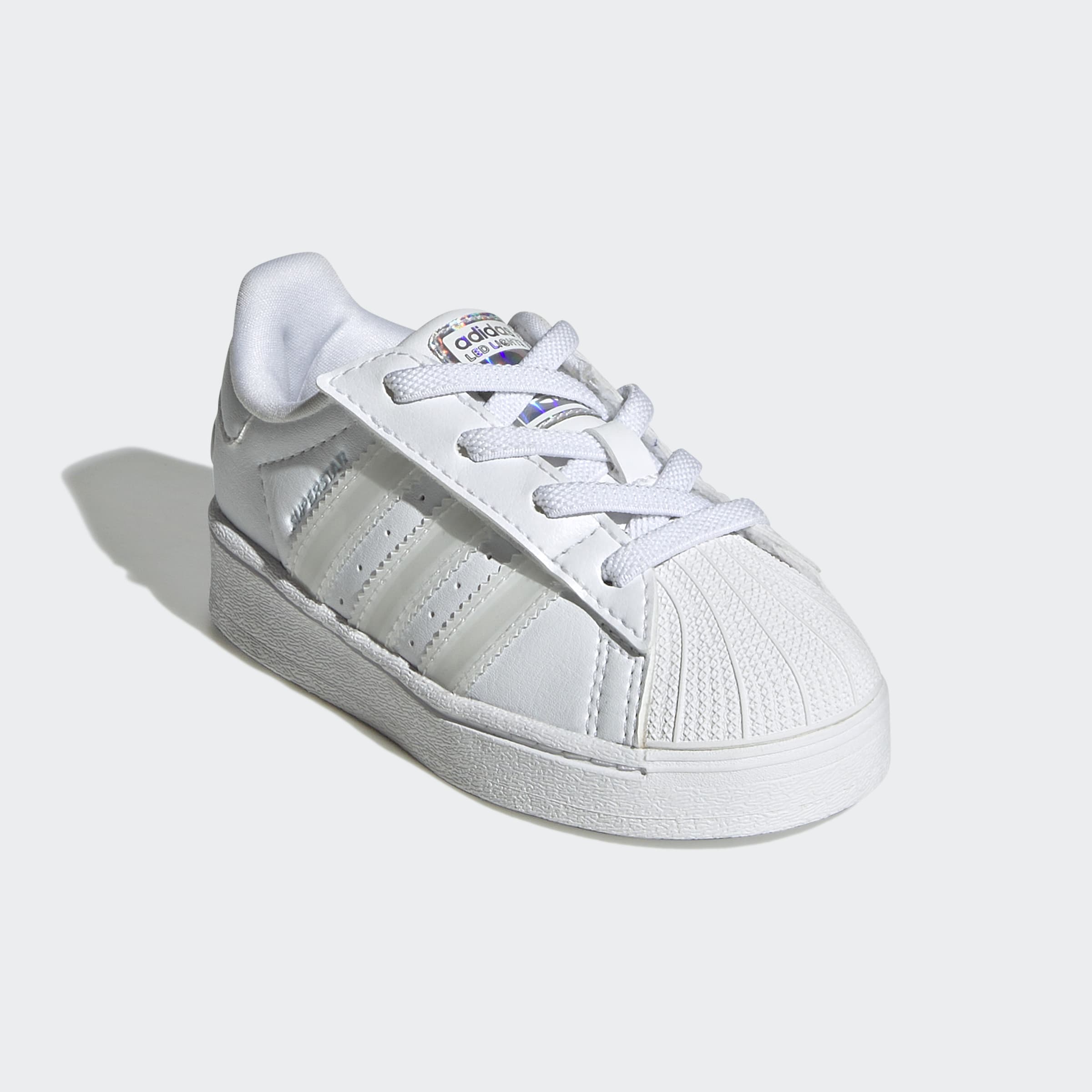 Toddlers adidas Originals Superstar LED Lights Comfort Closure Elastic Lace Shoes Cloud White