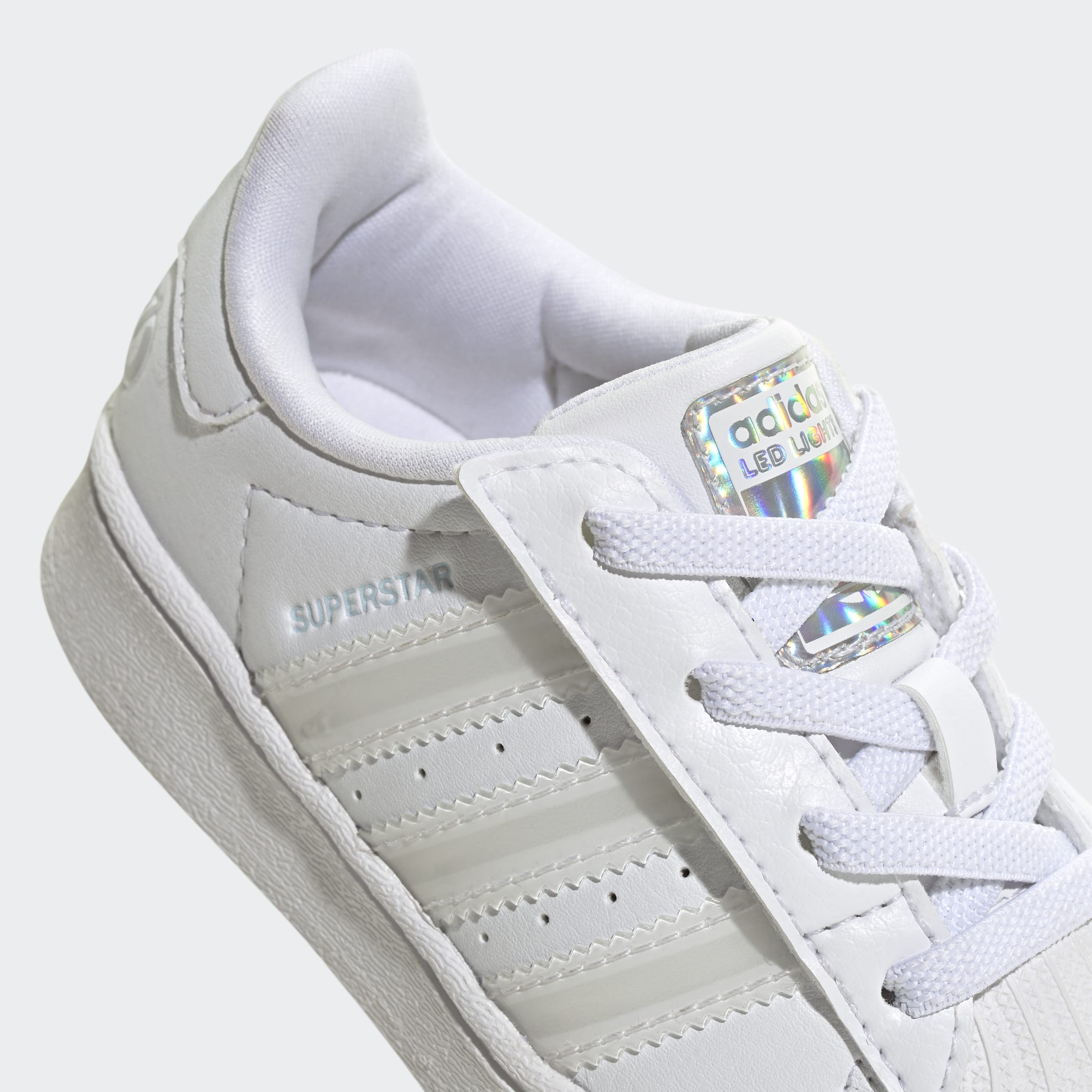 Toddlers adidas Originals Superstar LED Lights Comfort Closure Elastic Lace Shoes Cloud White