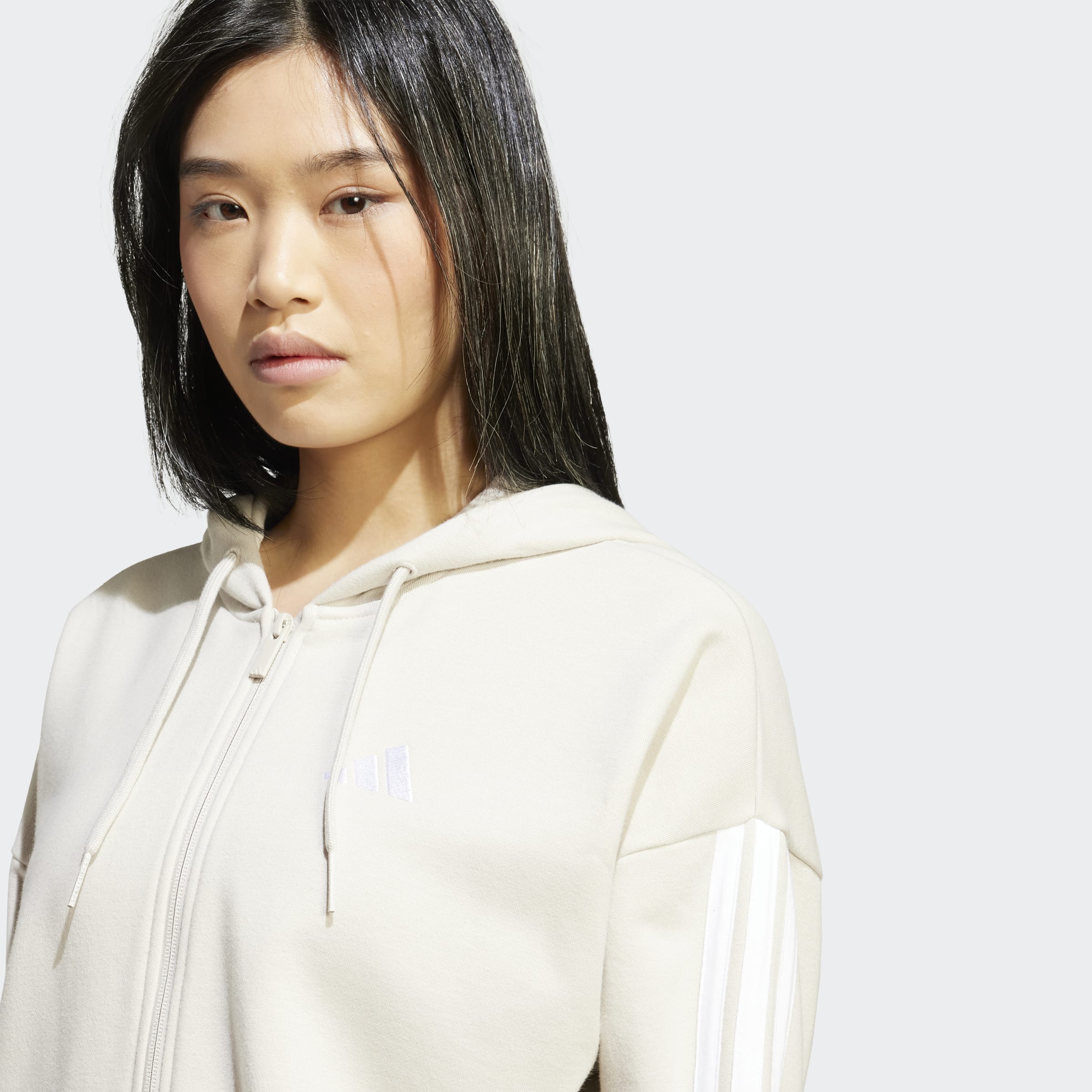 [ら] アイボリー ジップアップジャージ W adidas 3-Stripes French Terry Full-Zip Hoodie | Chicago City Sports