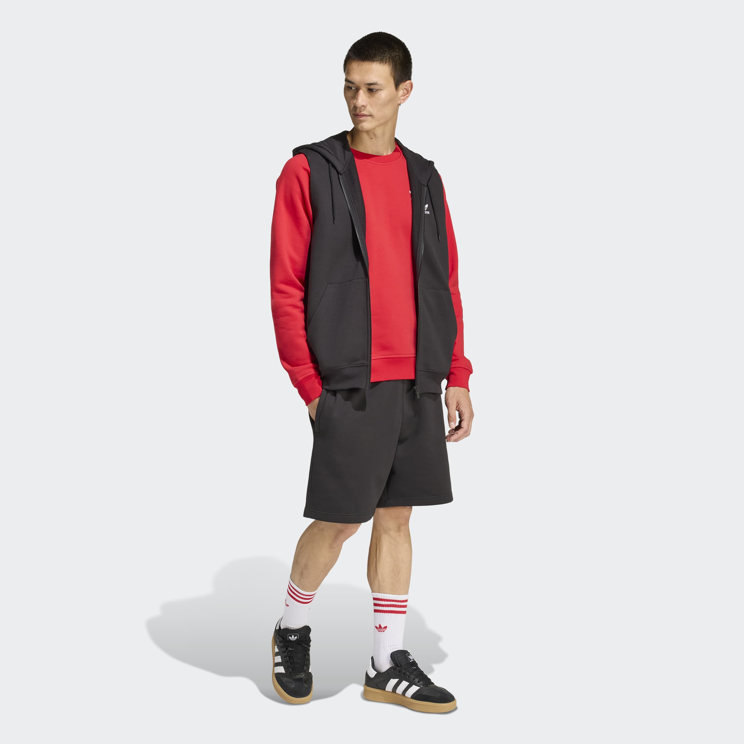 Men's adidas Originals Trefoil Essentials 7 Inch Fleece Shorts Black