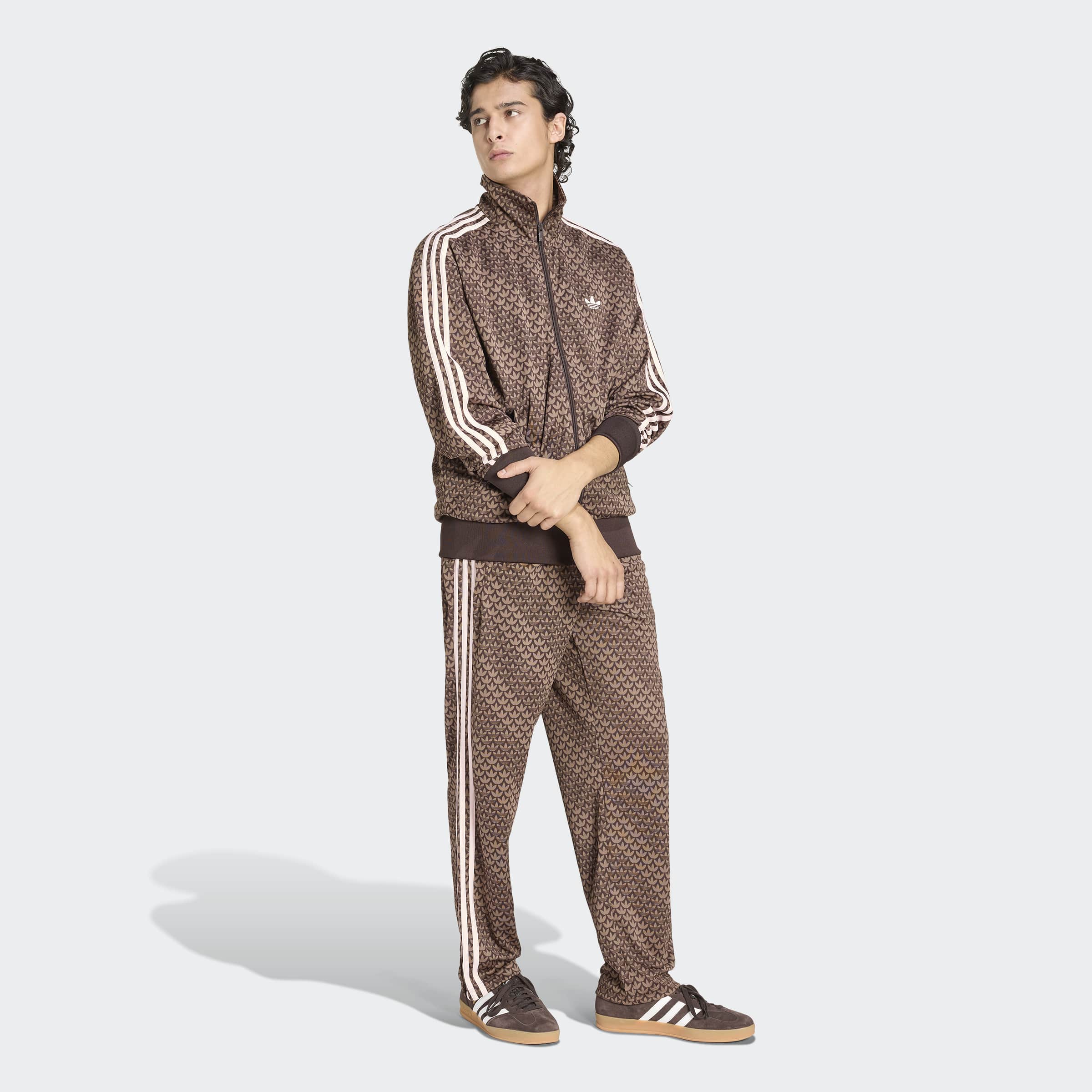 Men's adidas Originals Firebird Loose Monogram Track Jacket Aurora Coffee