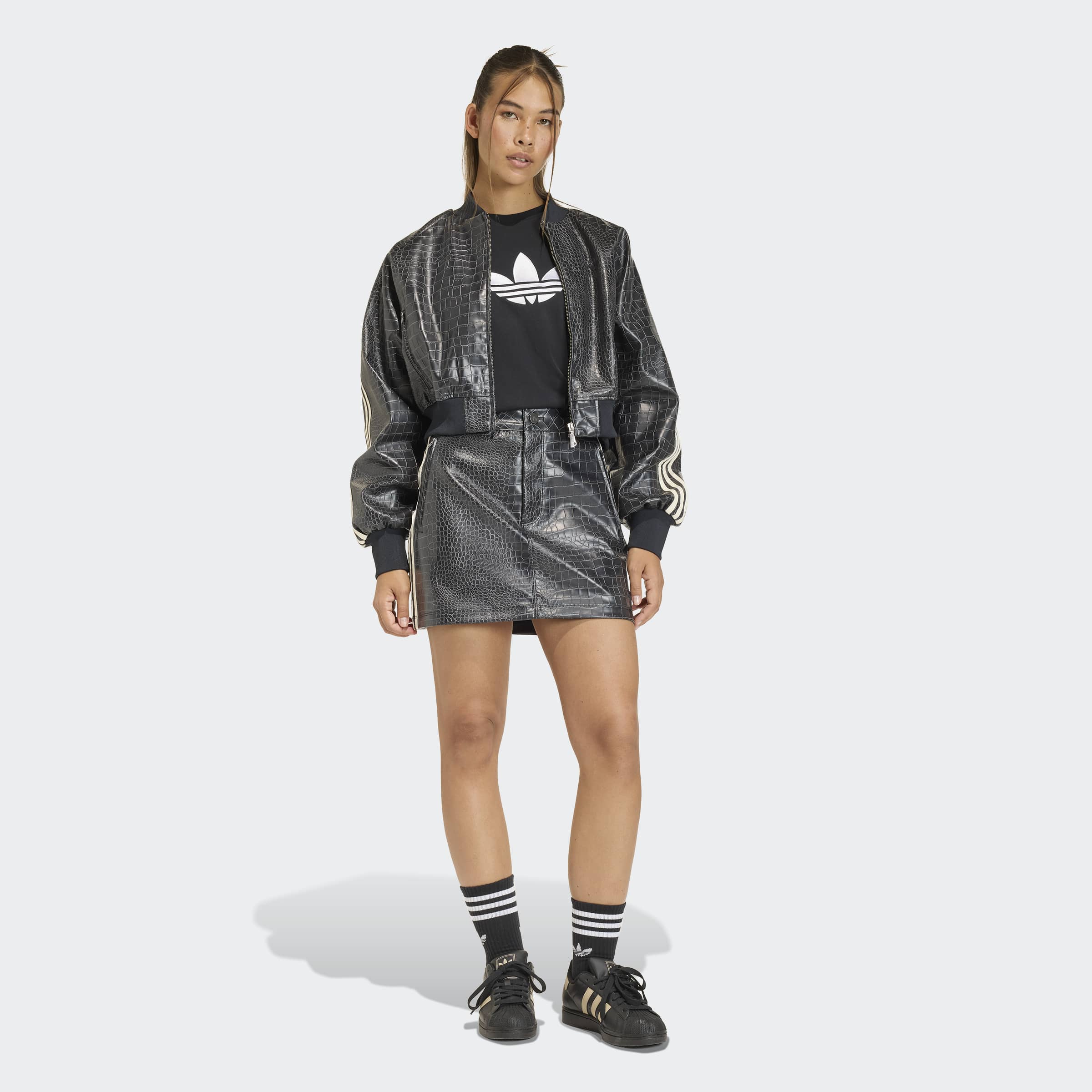 Women's adidas Originals Pleather Mini Skirt Black