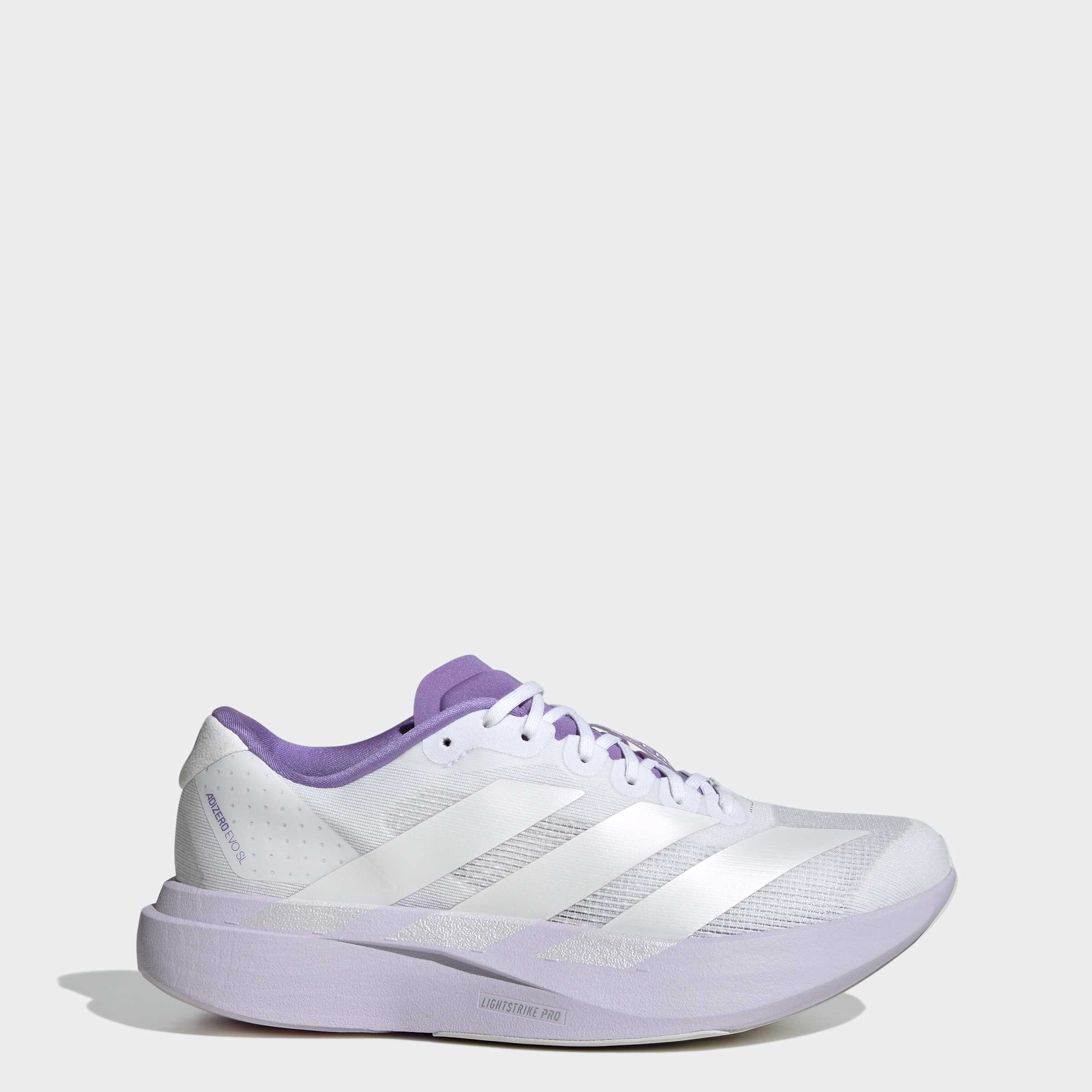 Women's adidas Running Adizero Evo SL Shoes Cloud White / Purple Tint / Zero Metallic
