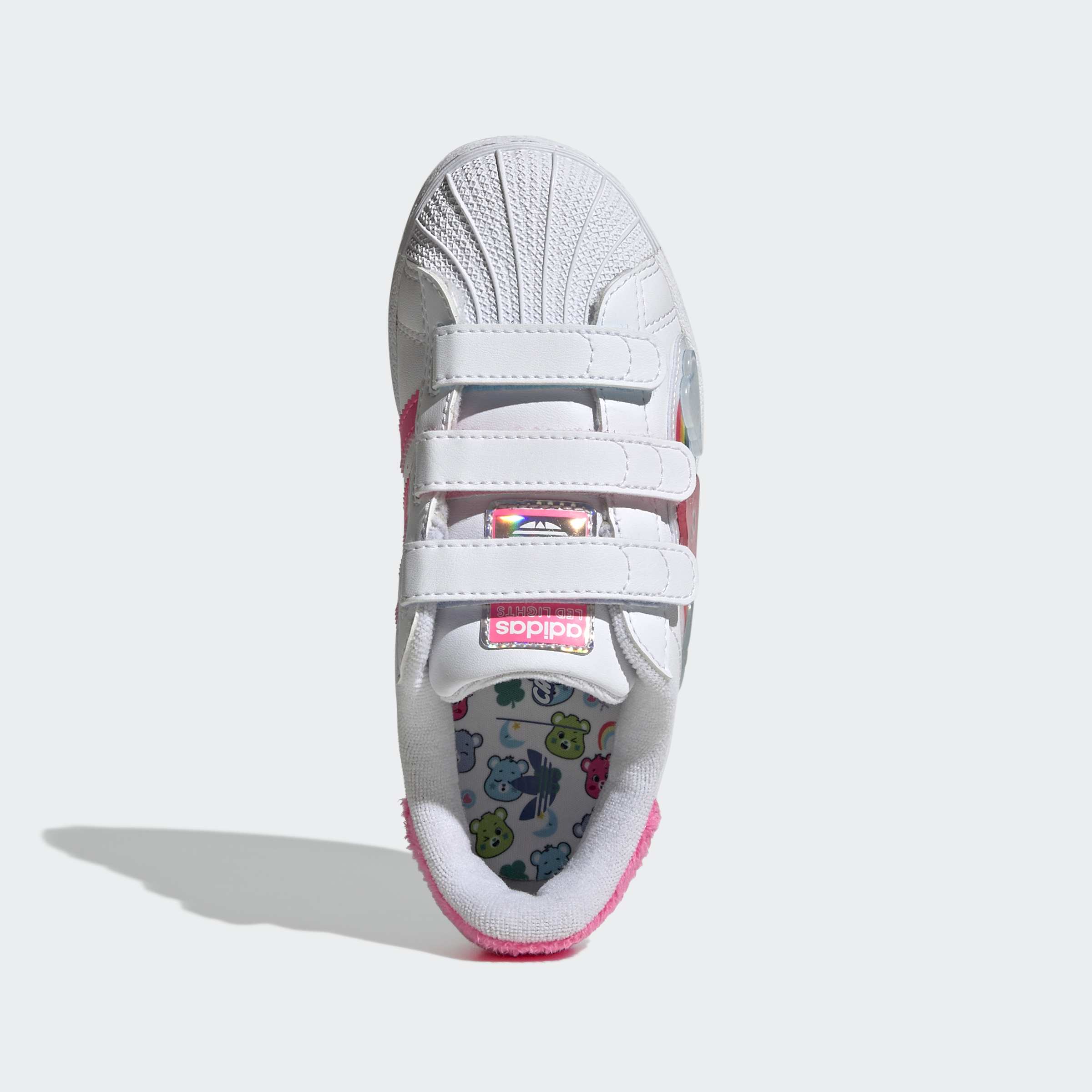 Little Kids adidas x Care Bears Superstar LED Lights Comfort Closure Shoes White