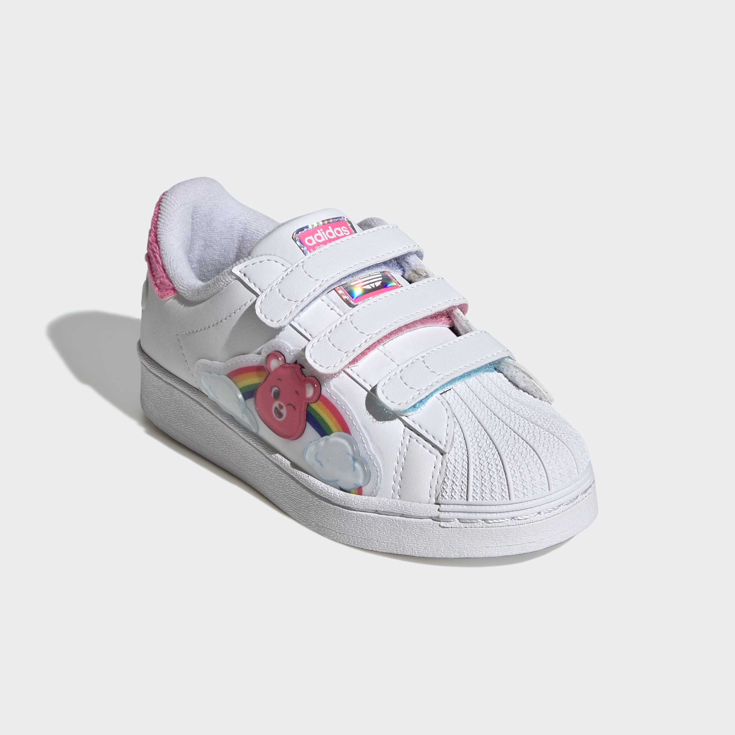 Little Kids adidas x Care Bears Superstar LED Lights Comfort Closure Shoes White