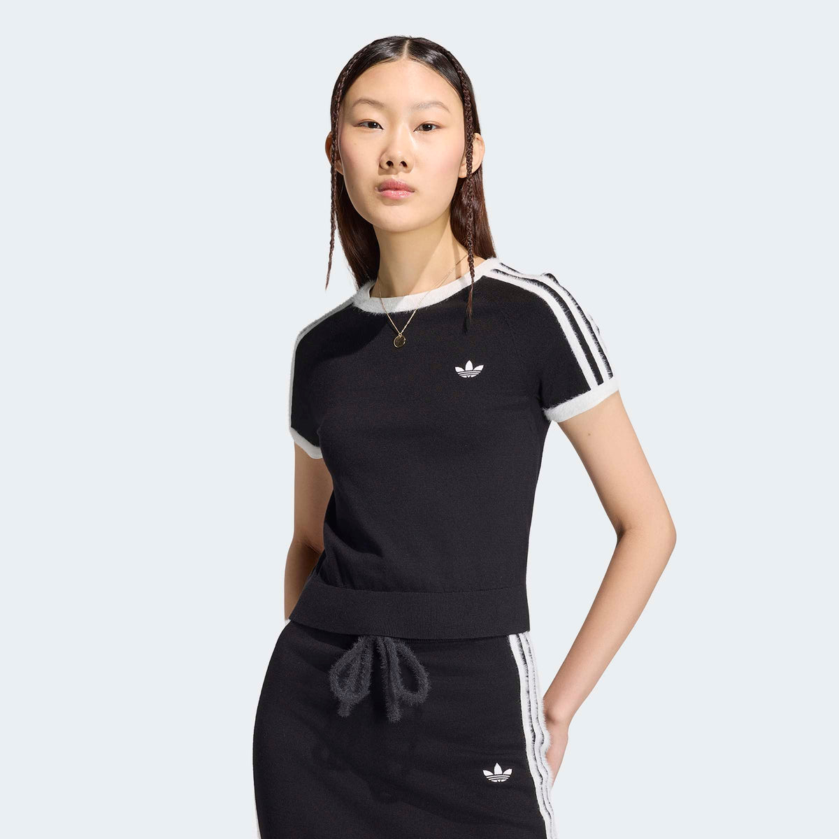 Women's adidas Originals 3-Stripes Knitted Tee Black