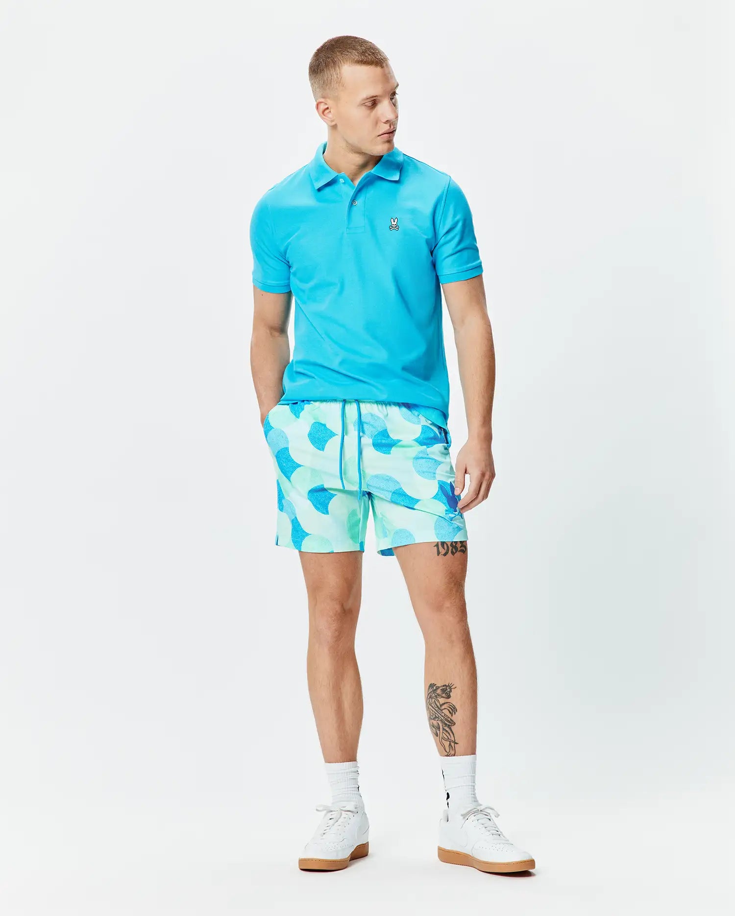 Men's Psycho Bunny Ethan Swim Trunk 6" Cabbage