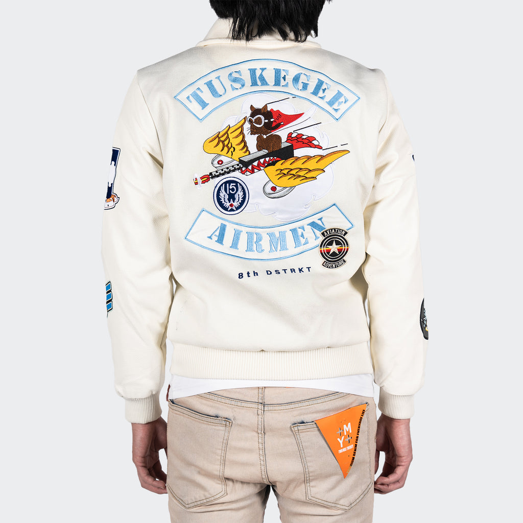 Men's TWO MILL TWENTY Vintage Style Fighter Pilot Bomber Jacket Cream