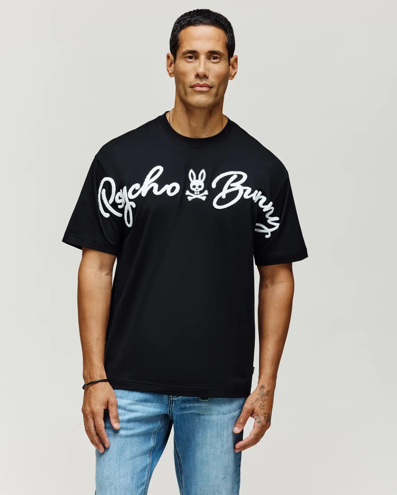 Men's Psycho Bunny Tate Oversized Graphic Tee Black | Chicago City