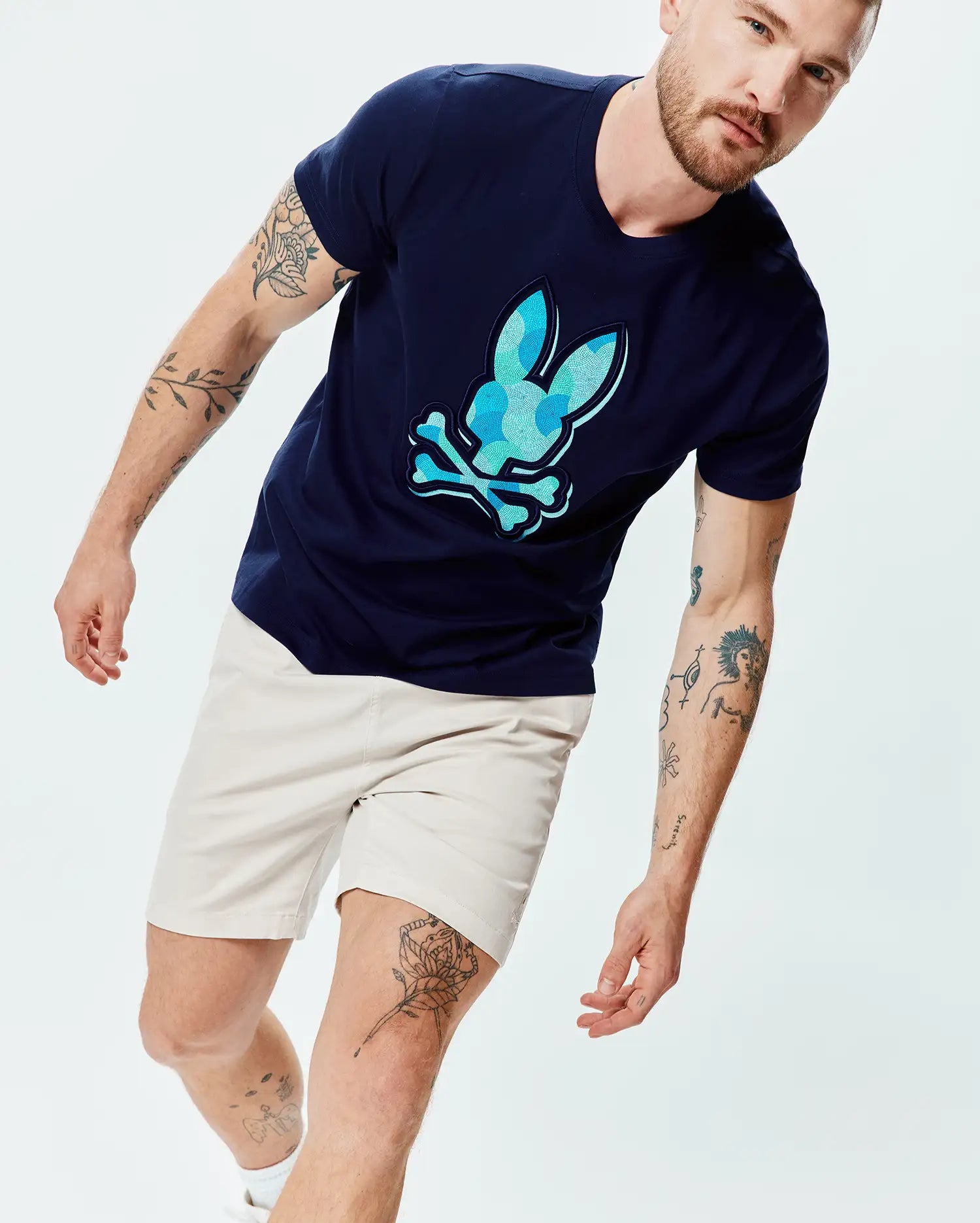 Men's Psycho Bunny Ethan Graphic Tee Evening Blue