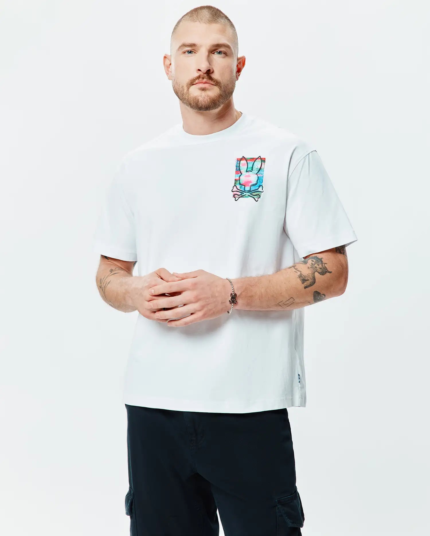 Men's Psycho Bunny Issac Oversized Tee White