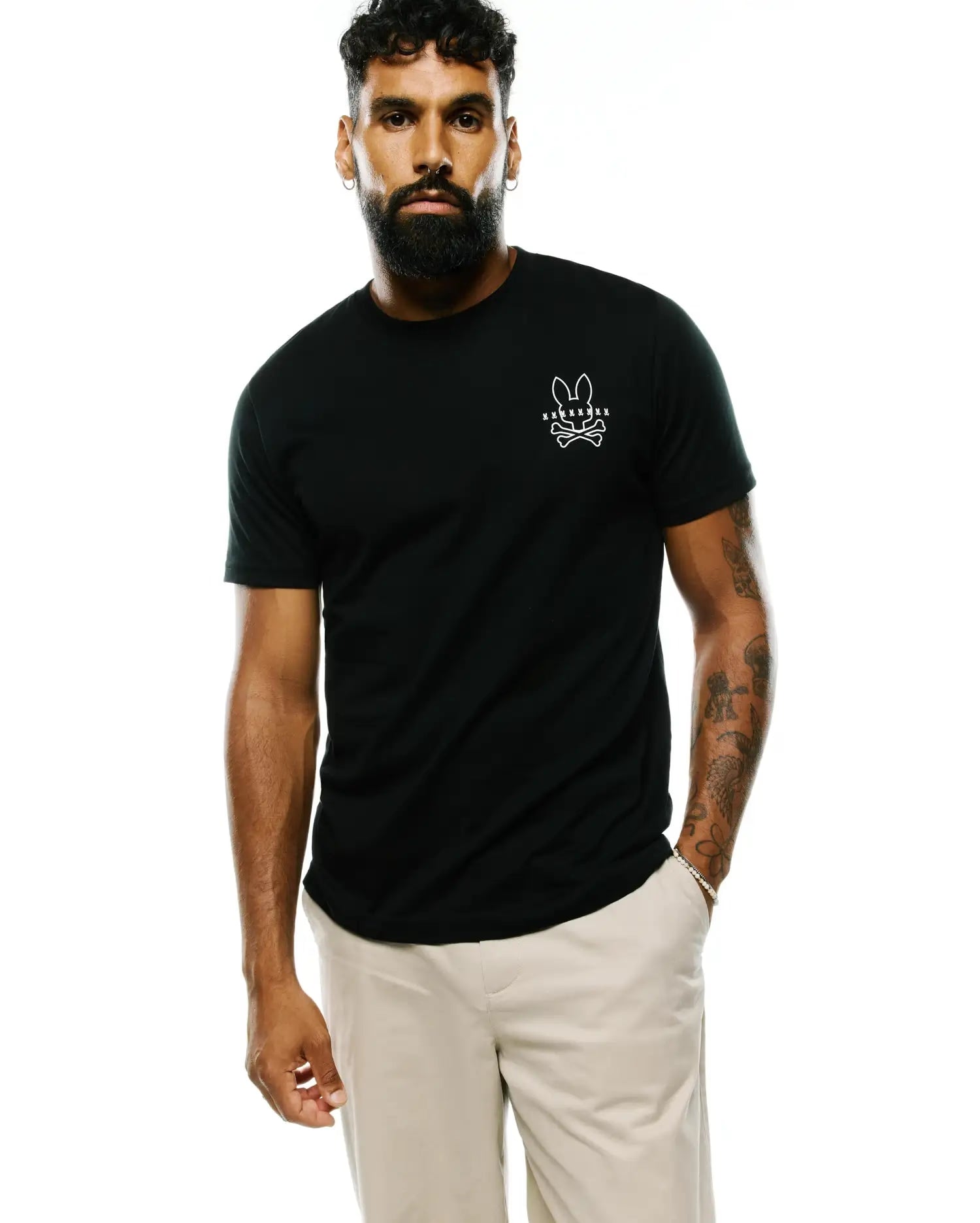 Men's Psycho Bunny Piers Cotton Back Graphic Tee Black